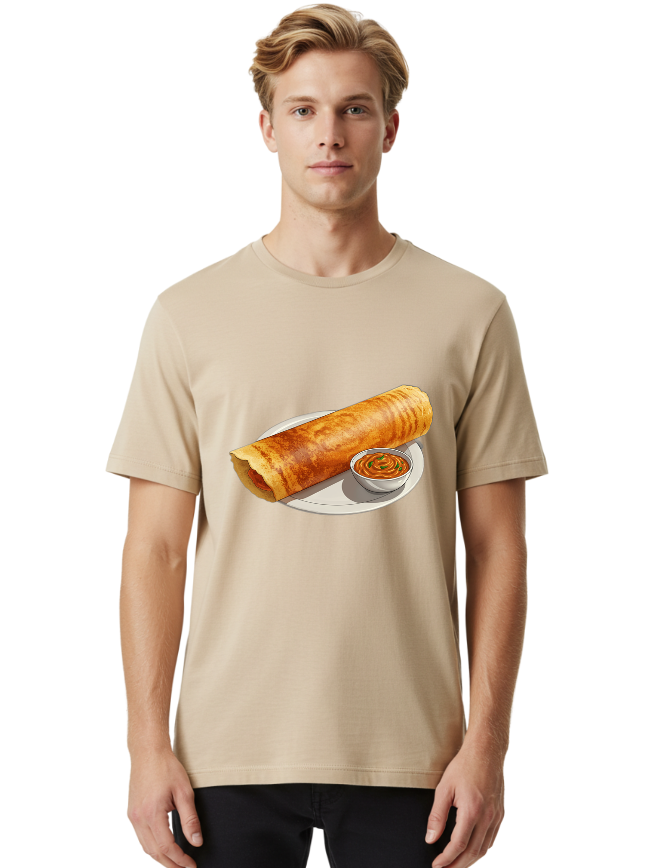 Masala-Dosa-12 Men'S Graphic Tee, 100% Cotton, Comfortable Casual Summer Wear, Machine Washable, South Indian Cuisine, Masala Dosa, Crepe, Fermented Rice, Savory Dish, Chutney, Spicy Food, Traditional Recipe Baa973