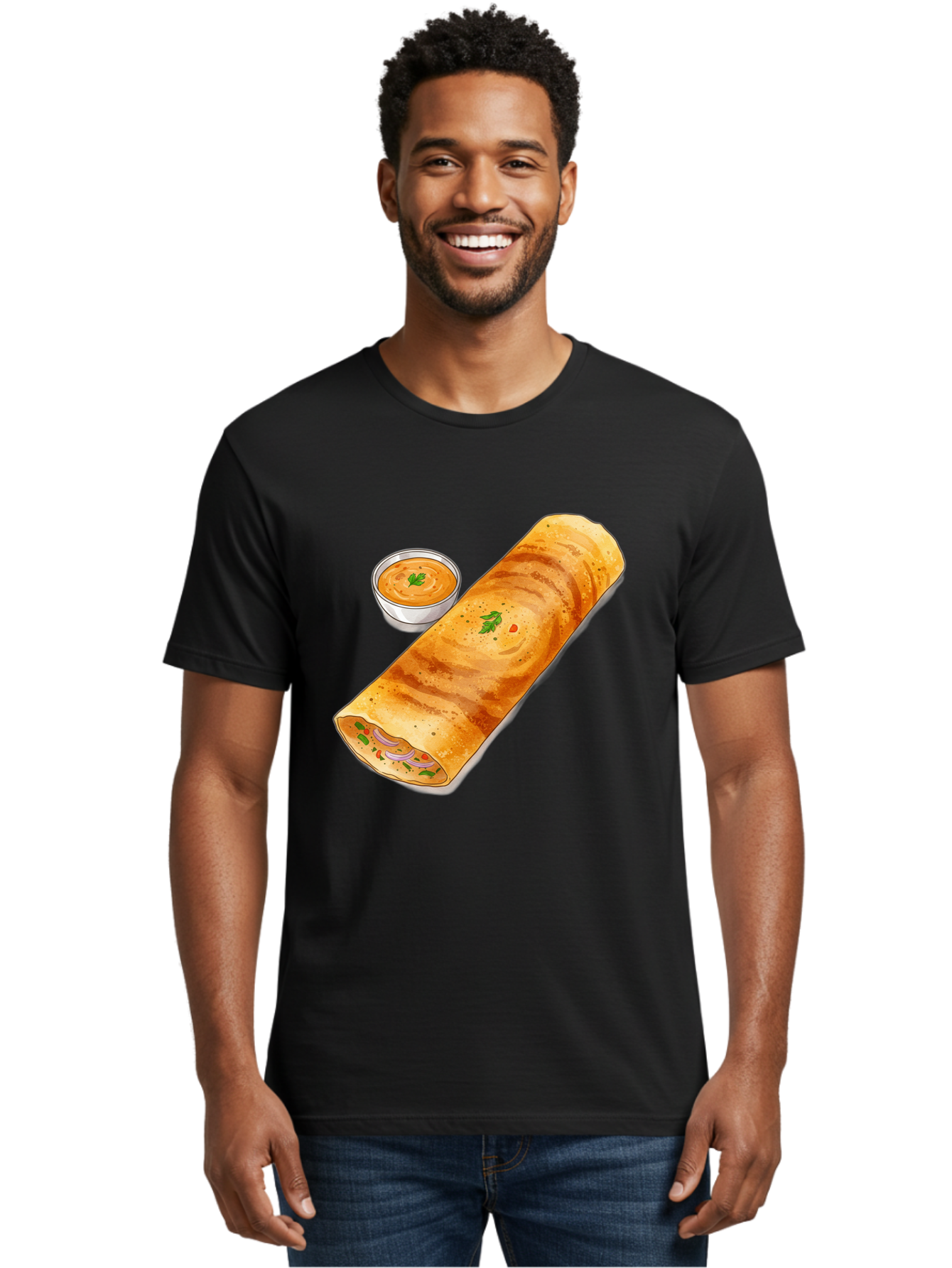 Masala-Dosa-13 Men'S Graphic Tee, 100% Cotton, Comfortable Casual Summer Wear, Machine Washable, Masala Dosa, South Indian Cuisine, Crepe, Rolled Dosa, Spicy Filling, Potato And Onion, Chutney, Indian Food, Traditional Dish, Flavorful, Baa974