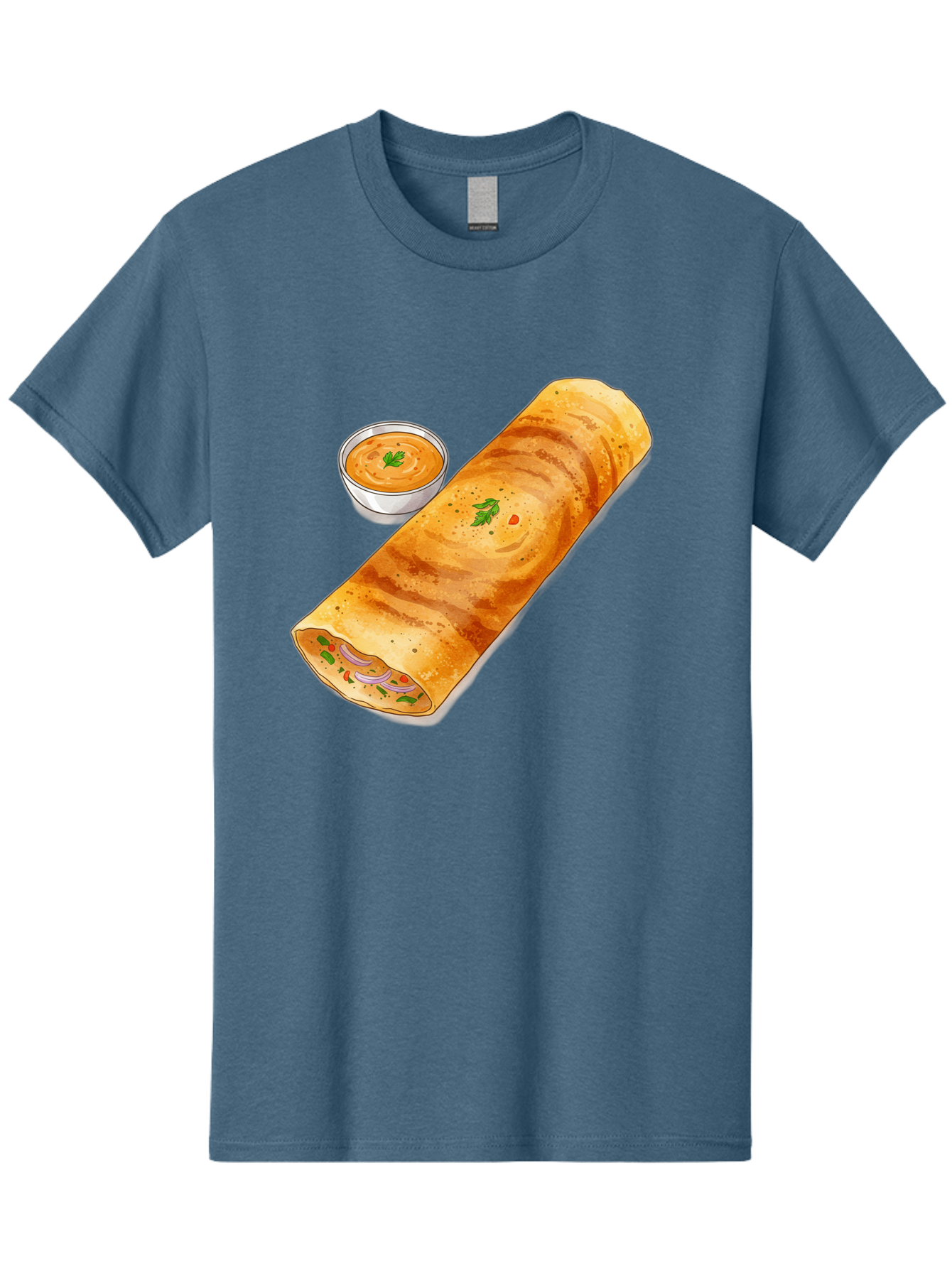 Masala-Dosa-13 Men'S Graphic Tee, 100% Cotton, Comfortable Casual Summer Wear, Machine Washable, Masala Dosa, South Indian Cuisine, Crepe, Rolled Dosa, Spicy Filling, Potato And Onion, Chutney, Indian Food, Traditional Dish, Flavorful, Baa974