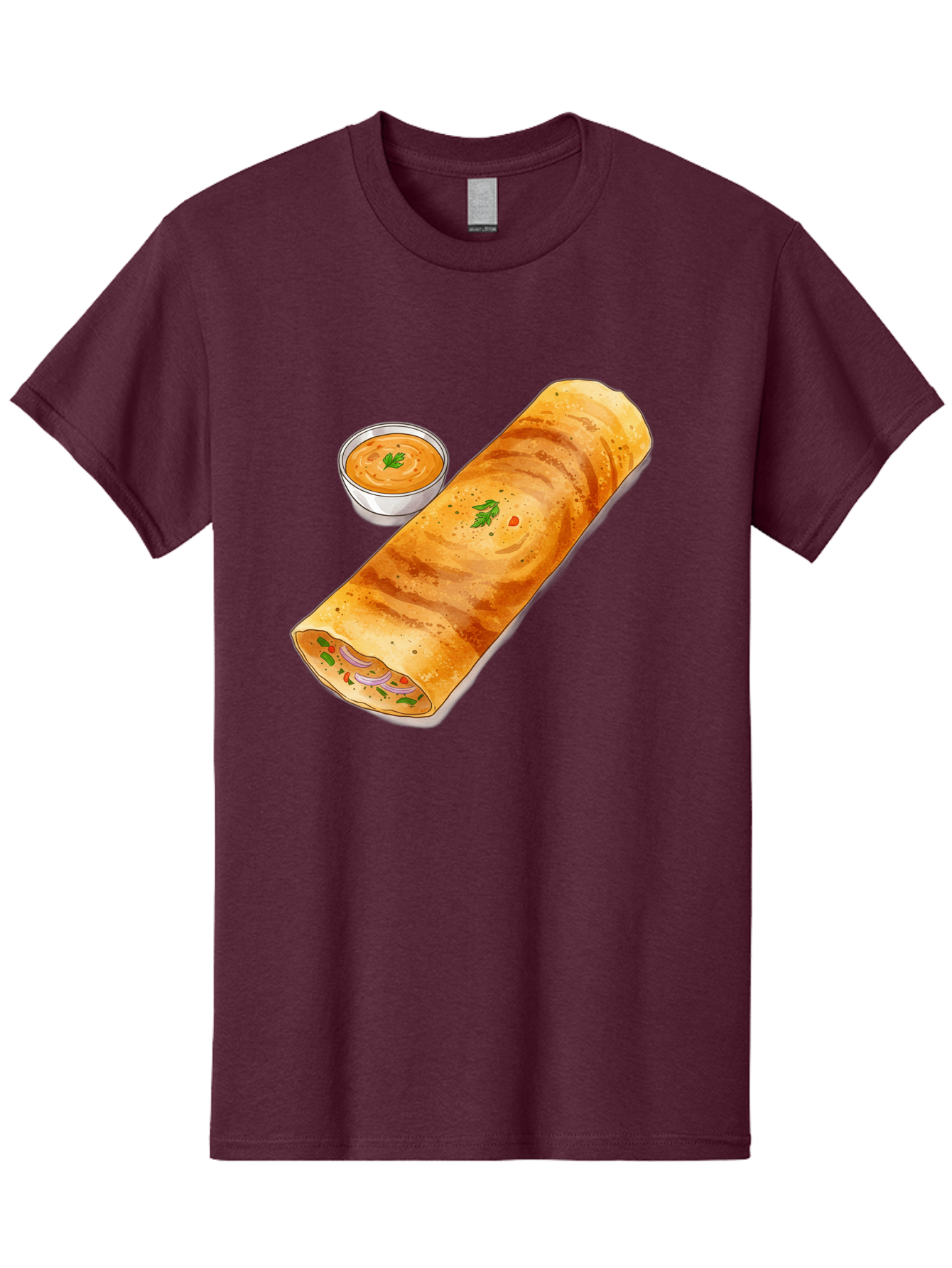 Masala-Dosa-13 Men'S Graphic Tee, 100% Cotton, Comfortable Casual Summer Wear, Machine Washable, Masala Dosa, South Indian Cuisine, Crepe, Rolled Dosa, Spicy Filling, Potato And Onion, Chutney, Indian Food, Traditional Dish, Flavorful, Baa974