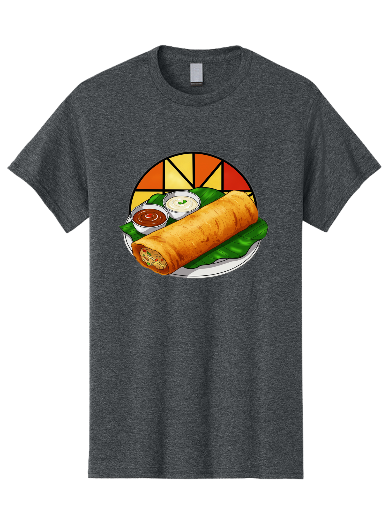 Masala-Dosa-14 Men'S Graphic Tee, 100% Cotton, Comfortable Casual Summer Wear, Machine Washable, South Indian Cuisine, Traditional Dosa, Masala Filling, Chutney, Sambar, Indian Breakfast, Fermented Rice Crepe, Delicious Meal, Baa975