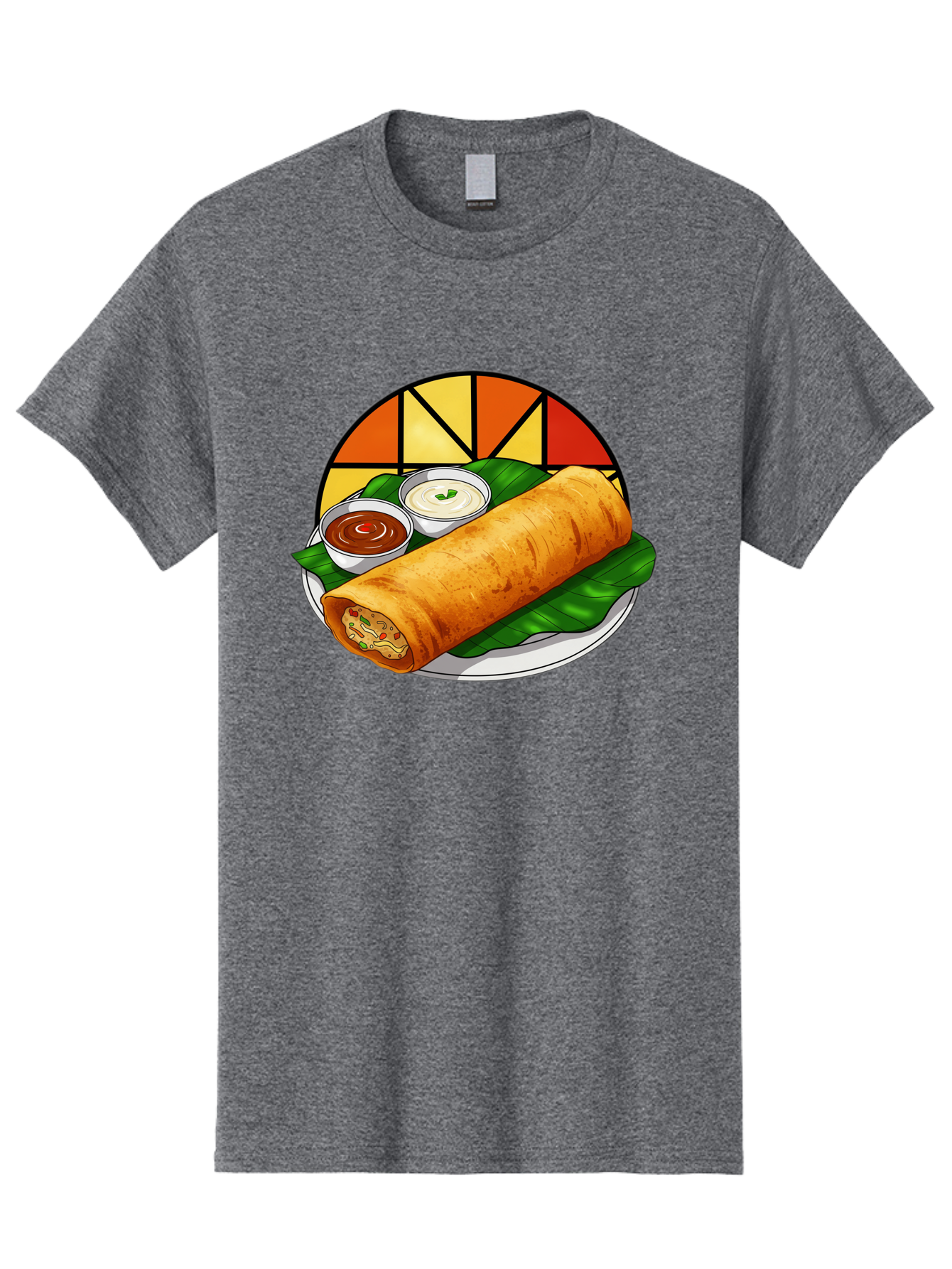 Masala-Dosa-14 Men'S Graphic Tee, 100% Cotton, Comfortable Casual Summer Wear, Machine Washable, South Indian Cuisine, Traditional Dosa, Masala Filling, Chutney, Sambar, Indian Breakfast, Fermented Rice Crepe, Delicious Meal, Baa975