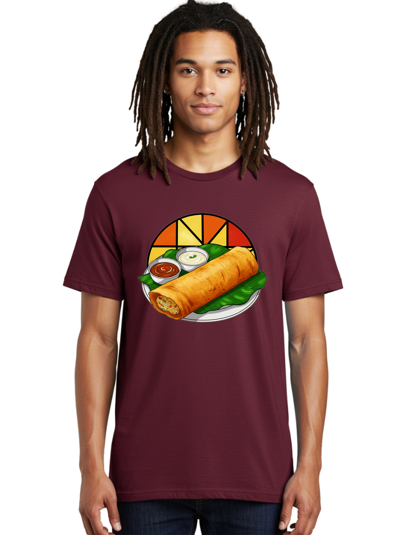 Masala-Dosa-14 Men'S Graphic Tee, 100% Cotton, Comfortable Casual Summer Wear, Machine Washable, South Indian Cuisine, Traditional Dosa, Masala Filling, Chutney, Sambar, Indian Breakfast, Fermented Rice Crepe, Delicious Meal, Baa975