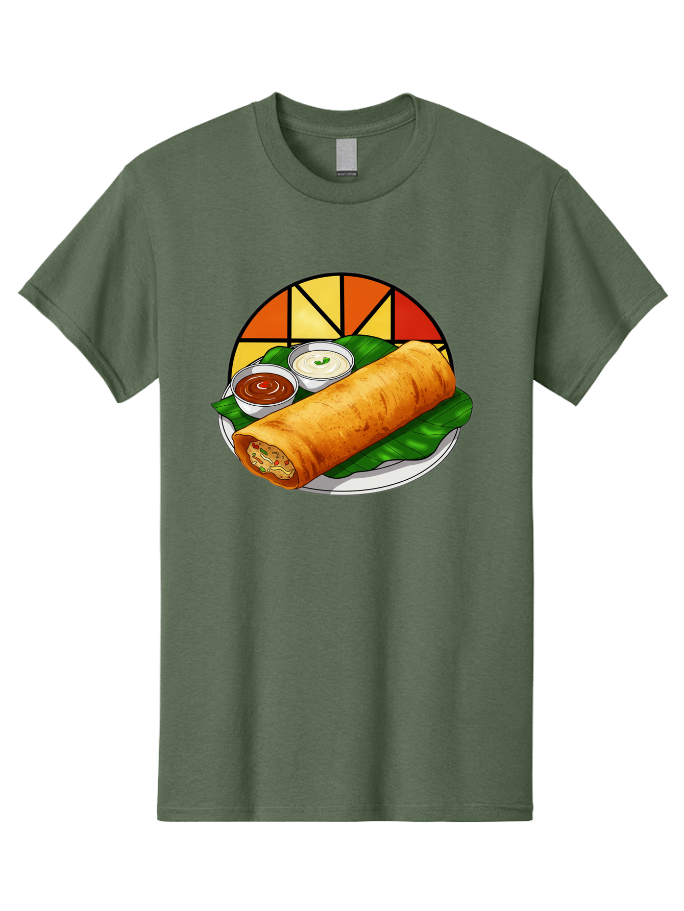 Masala-Dosa-14 Men'S Graphic Tee, 100% Cotton, Comfortable Casual Summer Wear, Machine Washable, South Indian Cuisine, Traditional Dosa, Masala Filling, Chutney, Sambar, Indian Breakfast, Fermented Rice Crepe, Delicious Meal, Baa975