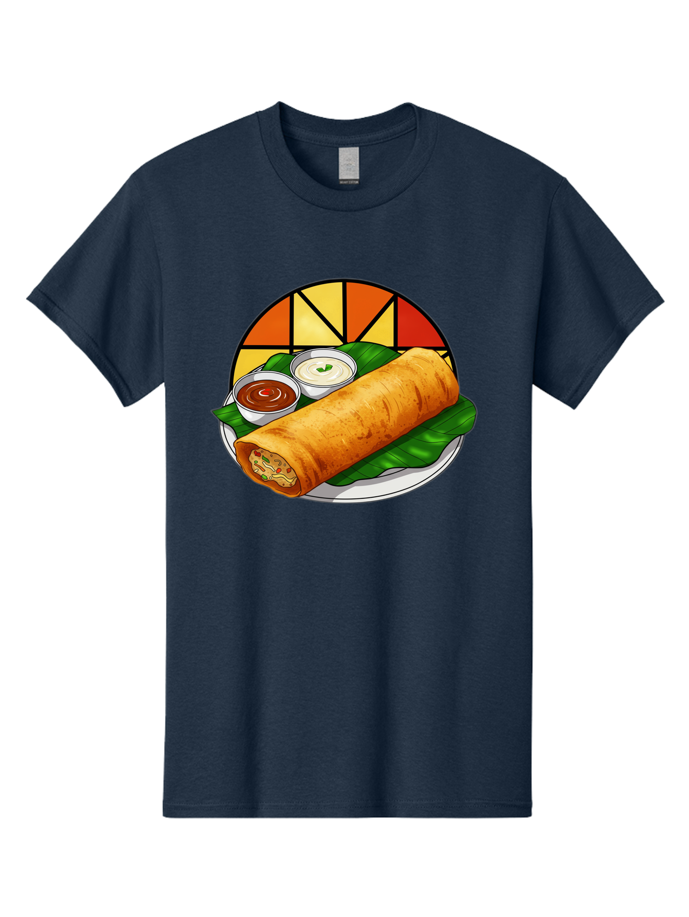 Masala-Dosa-14 Men'S Graphic Tee, 100% Cotton, Comfortable Casual Summer Wear, Machine Washable, South Indian Cuisine, Traditional Dosa, Masala Filling, Chutney, Sambar, Indian Breakfast, Fermented Rice Crepe, Delicious Meal, Baa975