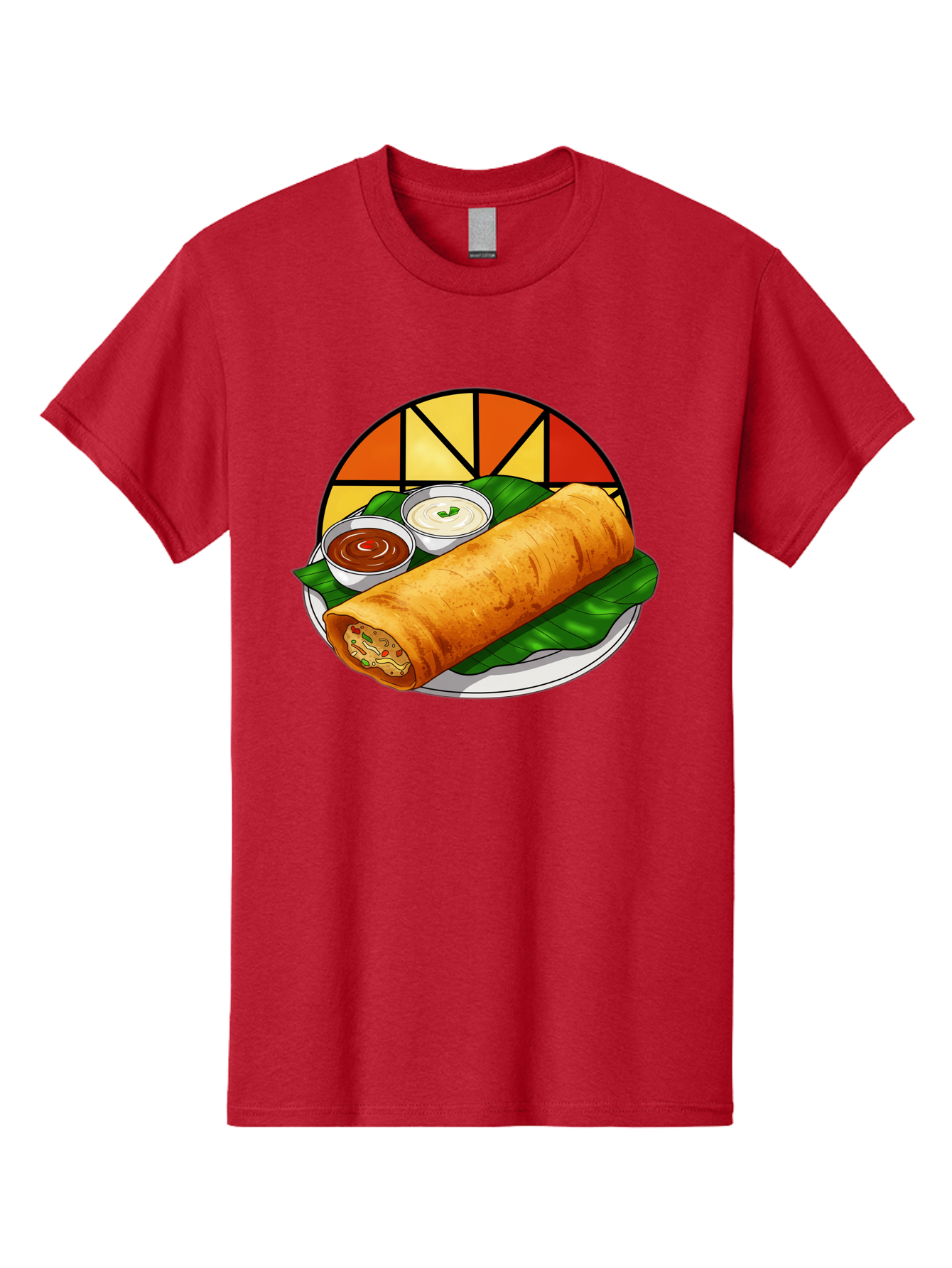 Masala-Dosa-14 Men'S Graphic Tee, 100% Cotton, Comfortable Casual Summer Wear, Machine Washable, South Indian Cuisine, Traditional Dosa, Masala Filling, Chutney, Sambar, Indian Breakfast, Fermented Rice Crepe, Delicious Meal, Baa975