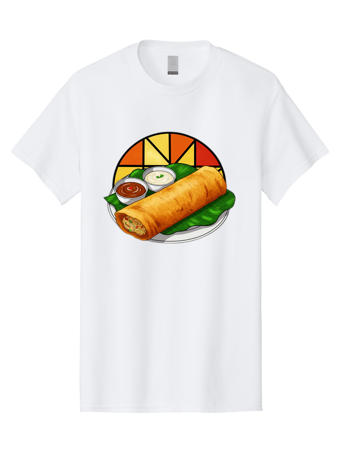 Masala-Dosa-14 Men'S Graphic Tee, 100% Cotton, Comfortable Casual Summer Wear, Machine Washable, South Indian Cuisine, Traditional Dosa, Masala Filling, Chutney, Sambar, Indian Breakfast, Fermented Rice Crepe, Delicious Meal, Baa975