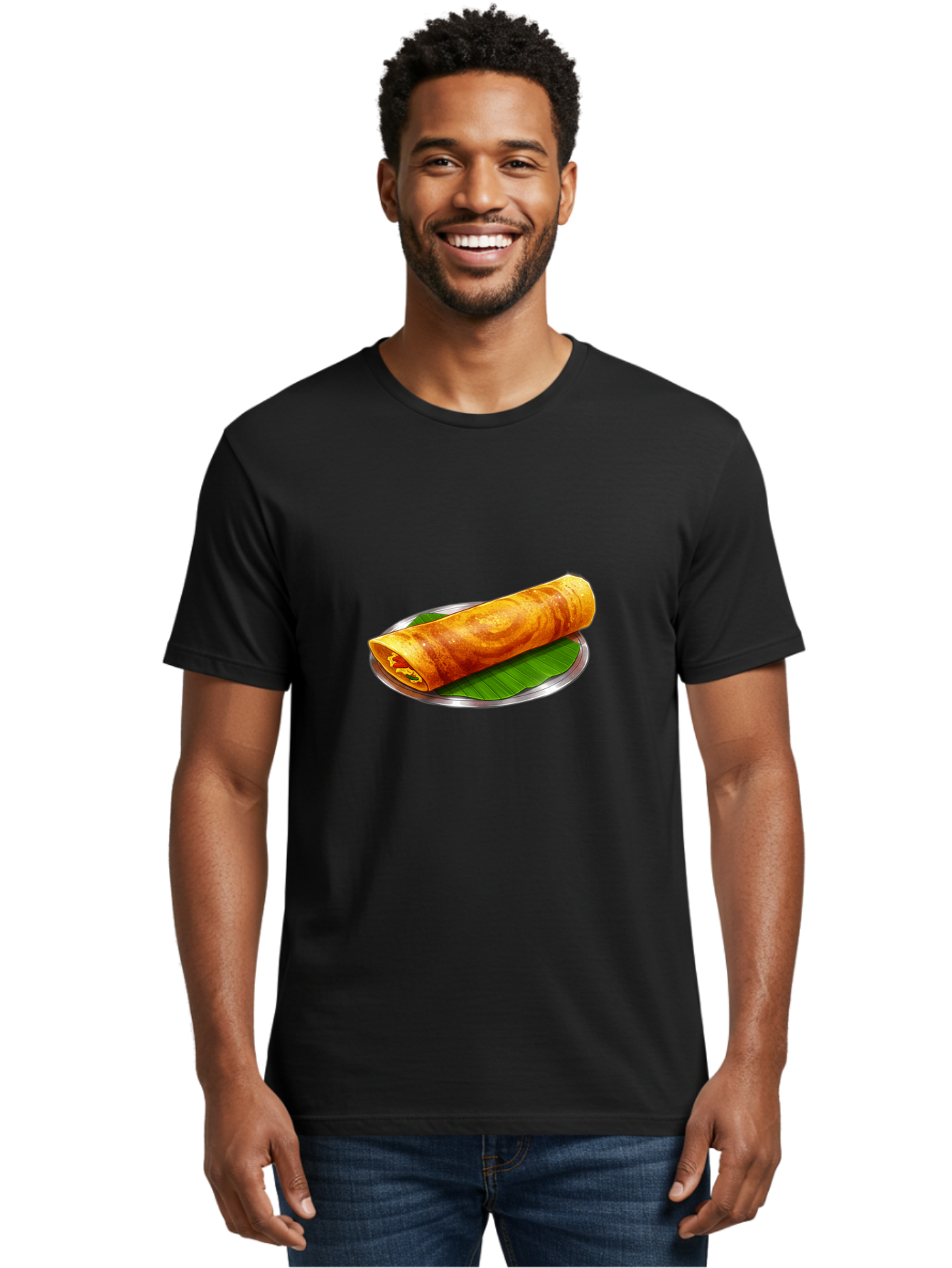 Masala-Dosa-15 Men'S Graphic Tee, 100% Cotton, Comfortable Casual Summer Wear, Machine Washable, Indian Cuisine, South Indian Food, Crispy Dosa, Masala Filling, Traditional Breakfast, Street Food, Savory Crepe, Dosa Recipe, Indian Flatbread Baa976