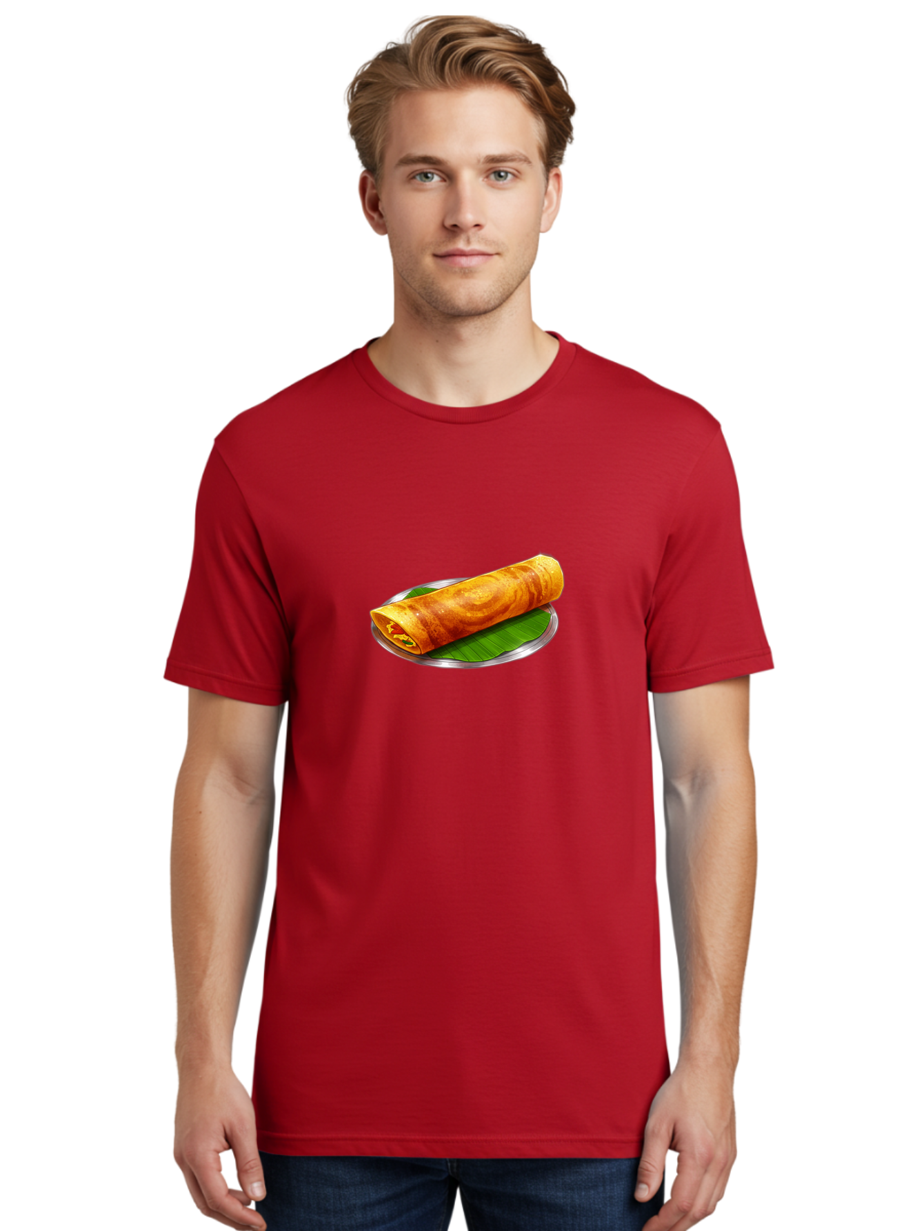 Masala-Dosa-15 Men'S Graphic Tee, 100% Cotton, Comfortable Casual Summer Wear, Machine Washable, Indian Cuisine, South Indian Food, Crispy Dosa, Masala Filling, Traditional Breakfast, Street Food, Savory Crepe, Dosa Recipe, Indian Flatbread Baa976