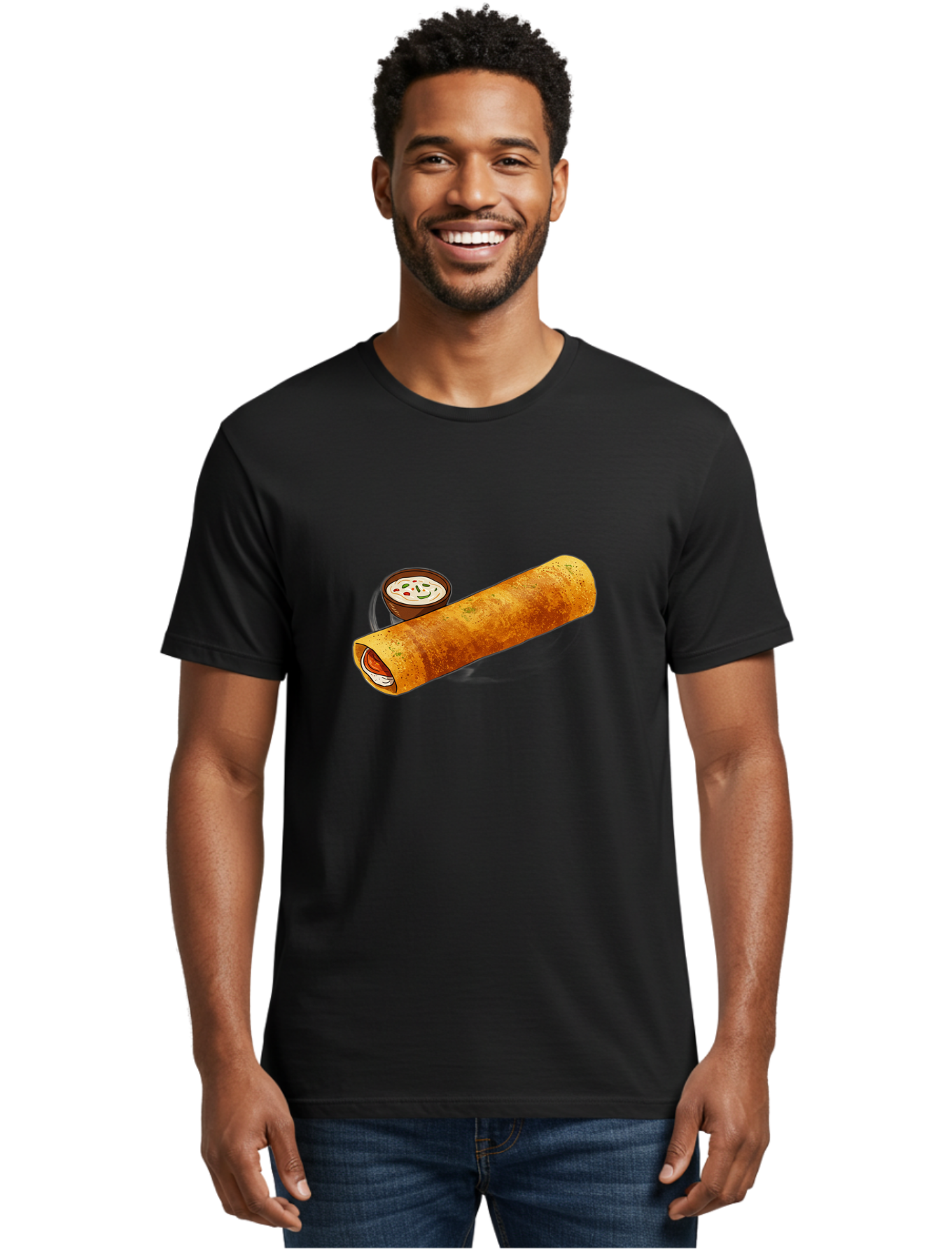 Masala-Dosa-17 Men'S Graphic Tee, 100% Cotton, Comfortable Casual Summer Wear, Machine Washable, South Indian Cuisine, Masala Dosa, Crepe Filled With Spiced Potatoes, Chutney, Traditional Breakfast, Indian Food, Dosa Recipe, Spicy Filling, Baa978