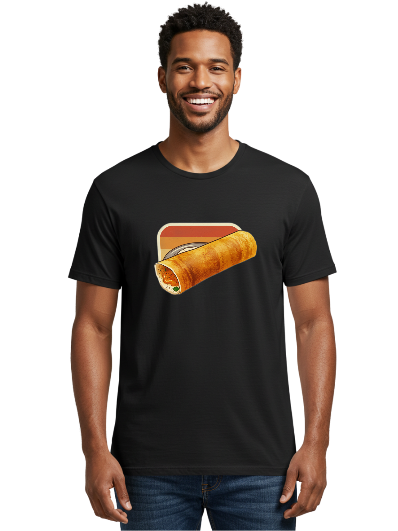 Masala-Dosa-18 Men'S Graphic Tee, 100% Cotton, Comfortable Casual Summer Wear, Machine Washable, South Indian Cuisine, Dosa Recipe, Indian Street Food, Rolled Dosa, Savory Crepe, Spicy Filling, Traditional Breakfast Baa979
