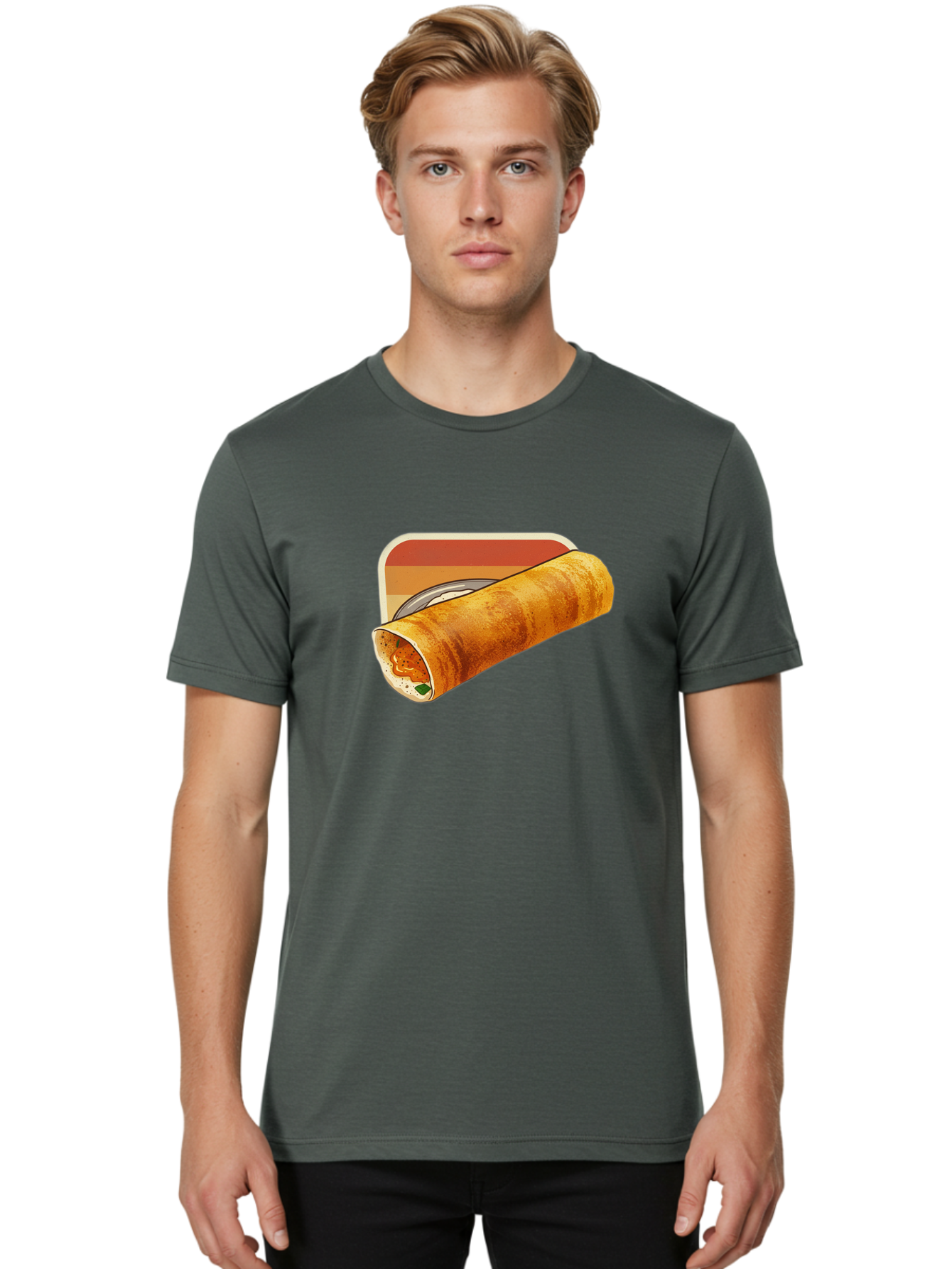 Masala-Dosa-18 Men'S Graphic Tee, 100% Cotton, Comfortable Casual Summer Wear, Machine Washable, South Indian Cuisine, Dosa Recipe, Indian Street Food, Rolled Dosa, Savory Crepe, Spicy Filling, Traditional Breakfast Baa979