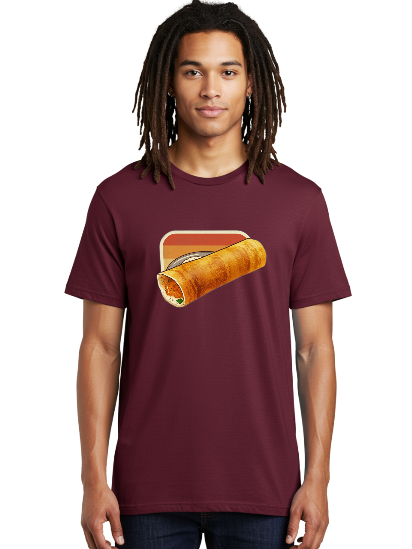Masala-Dosa-18 Men'S Graphic Tee, 100% Cotton, Comfortable Casual Summer Wear, Machine Washable, South Indian Cuisine, Dosa Recipe, Indian Street Food, Rolled Dosa, Savory Crepe, Spicy Filling, Traditional Breakfast Baa979