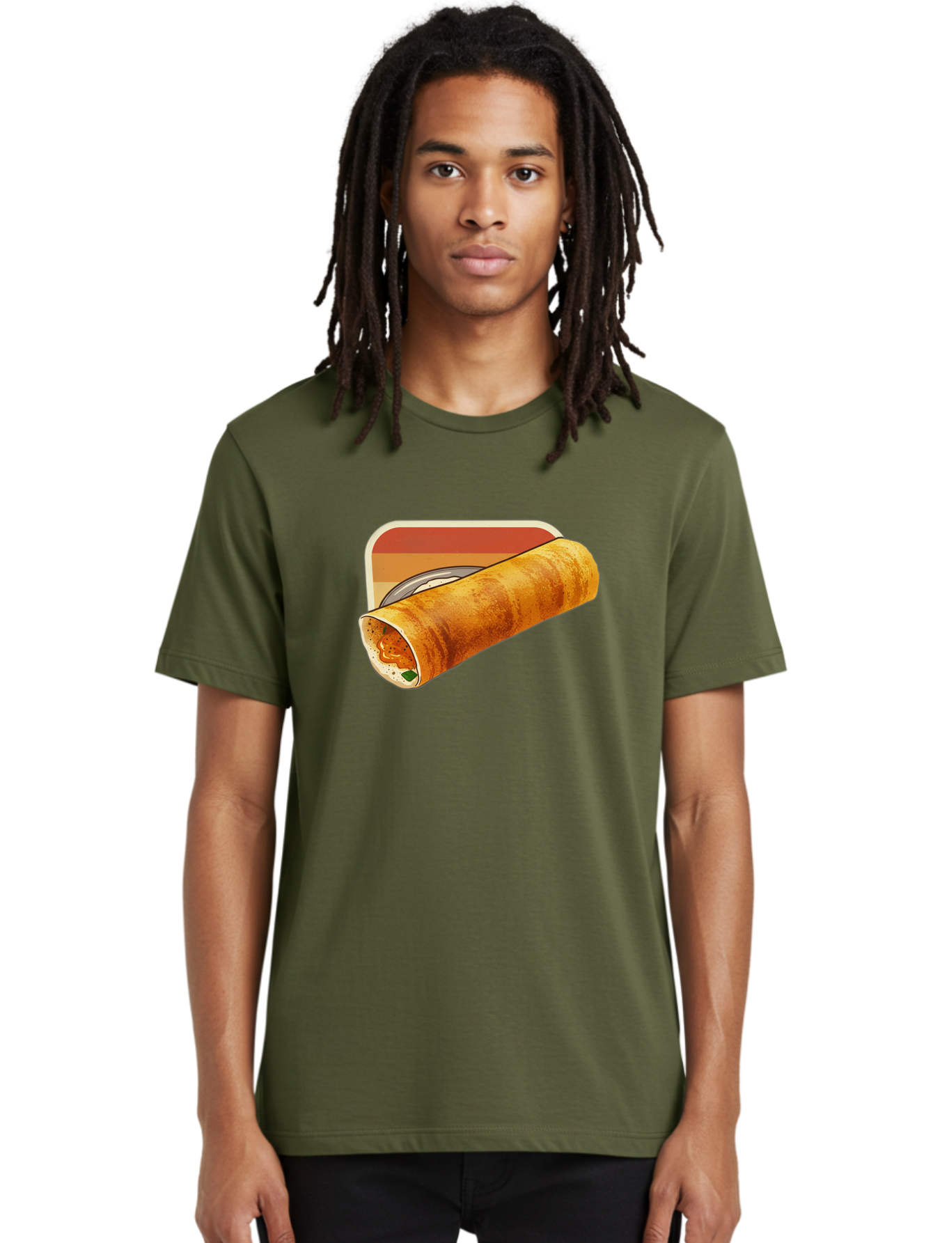 Masala-Dosa-18 Men'S Graphic Tee, 100% Cotton, Comfortable Casual Summer Wear, Machine Washable, South Indian Cuisine, Dosa Recipe, Indian Street Food, Rolled Dosa, Savory Crepe, Spicy Filling, Traditional Breakfast Baa979