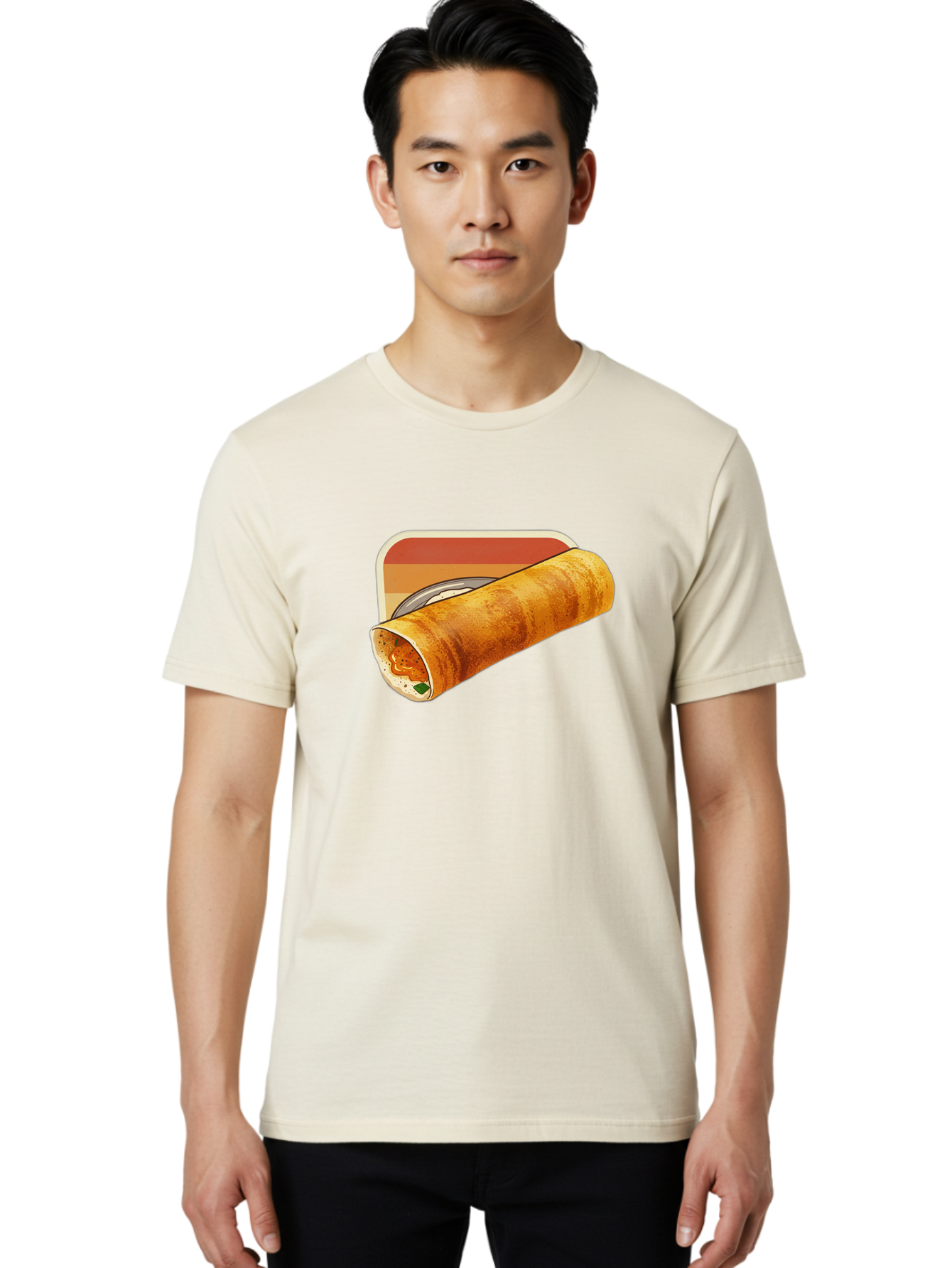Masala-Dosa-18 Men'S Graphic Tee, 100% Cotton, Comfortable Casual Summer Wear, Machine Washable, South Indian Cuisine, Dosa Recipe, Indian Street Food, Rolled Dosa, Savory Crepe, Spicy Filling, Traditional Breakfast Baa979