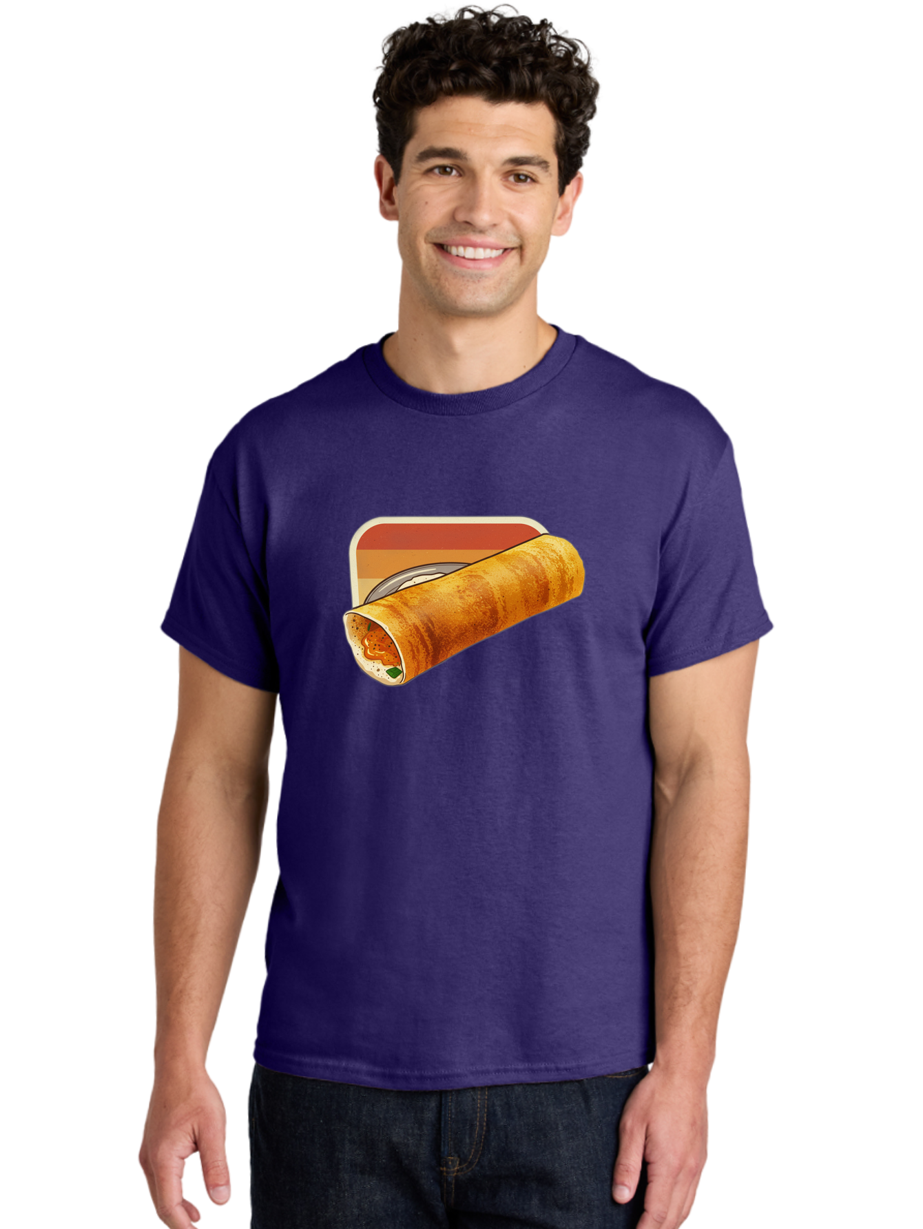 Masala-Dosa-18 Men'S Graphic Tee, 100% Cotton, Comfortable Casual Summer Wear, Machine Washable, South Indian Cuisine, Dosa Recipe, Indian Street Food, Rolled Dosa, Savory Crepe, Spicy Filling, Traditional Breakfast Baa979