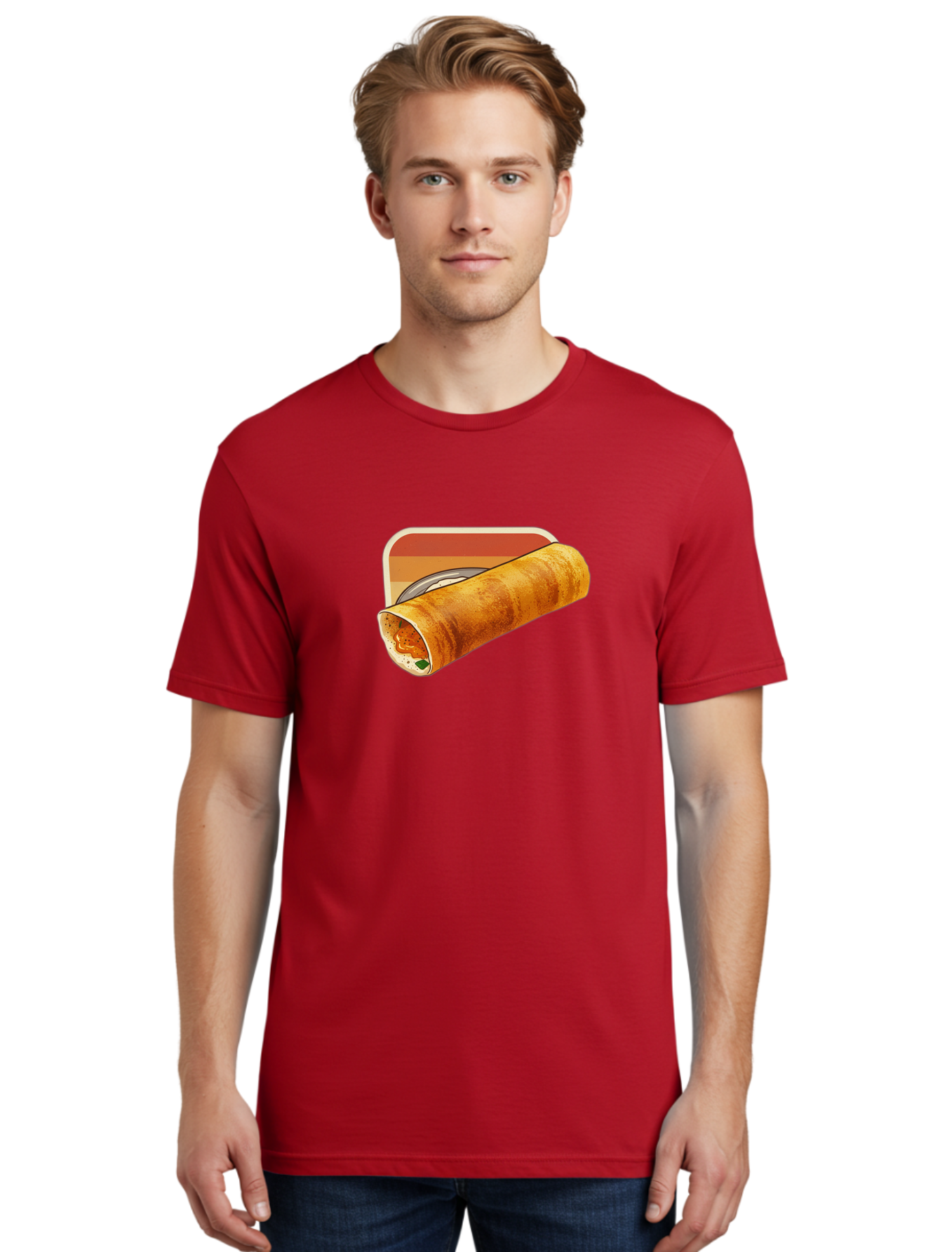 Masala-Dosa-18 Men'S Graphic Tee, 100% Cotton, Comfortable Casual Summer Wear, Machine Washable, South Indian Cuisine, Dosa Recipe, Indian Street Food, Rolled Dosa, Savory Crepe, Spicy Filling, Traditional Breakfast Baa979