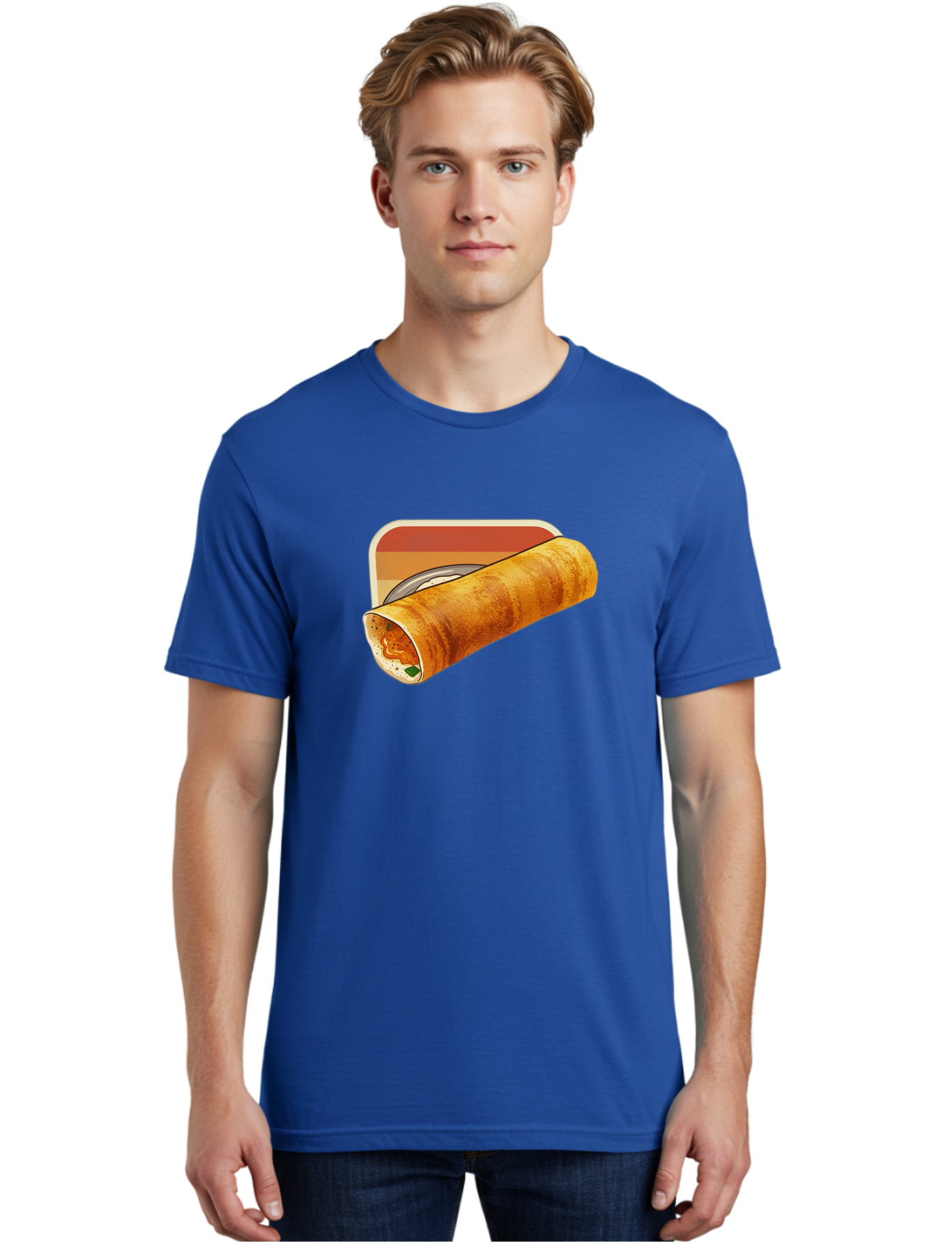 Masala-Dosa-18 Men'S Graphic Tee, 100% Cotton, Comfortable Casual Summer Wear, Machine Washable, South Indian Cuisine, Dosa Recipe, Indian Street Food, Rolled Dosa, Savory Crepe, Spicy Filling, Traditional Breakfast Baa979