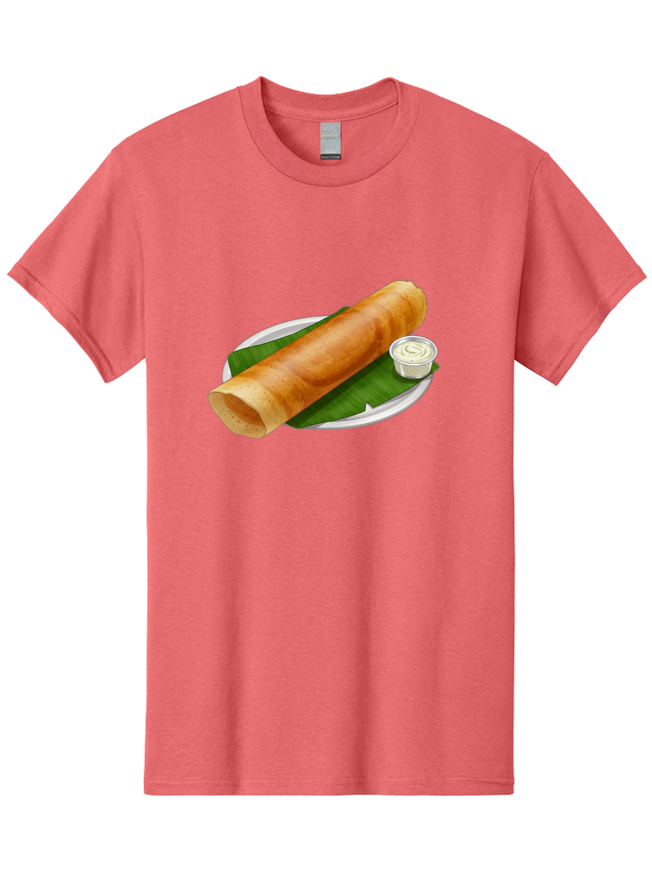 Masala-Dosa-8 Men'S Graphic Tee, 100% Cotton, Comfortable Casual Summer Wear, Machine Washable, South Indian Cuisine, Fermented Rice Crepe, Traditional Breakfast, Dosa With Chutney, Indian Street Food, Savory Crepes, Baa986