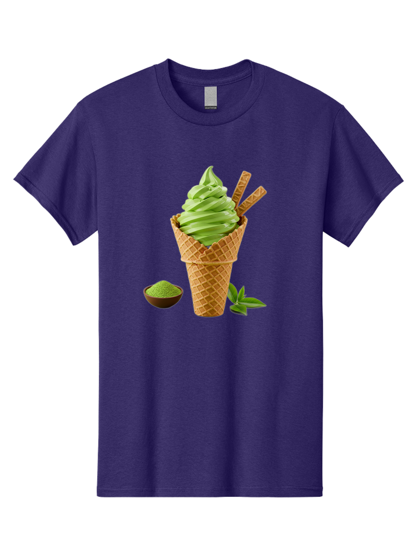 Matcha-Ice-Cream-Cone-1 Men'S Graphic Tee, 100% Cotton, Comfortable Casual Summer Wear, Machine Washable, Matcha Ice Cream Cone, Soft-Serve Ice Cream, Green Tea, Japanese Dessert, Matcha Powder, Summer Treat, Ice Cream, Green Tea Ice Cream, Baa991