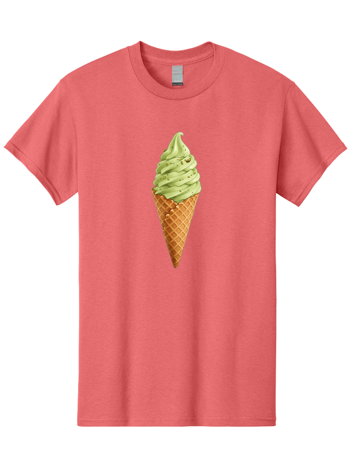 Matcha-Ice-Cream-Cone Men'S Graphic Tee, 100% Cotton, Comfortable Casual Summer Wear, Machine Washable, Matcha Ice Cream, Soft Serve Ice Cream, Waffle Cone, Green Tea Flavor, Sweet Treat, Summer Dessert, Ice Cream Cone, Creamy Texture Baa992