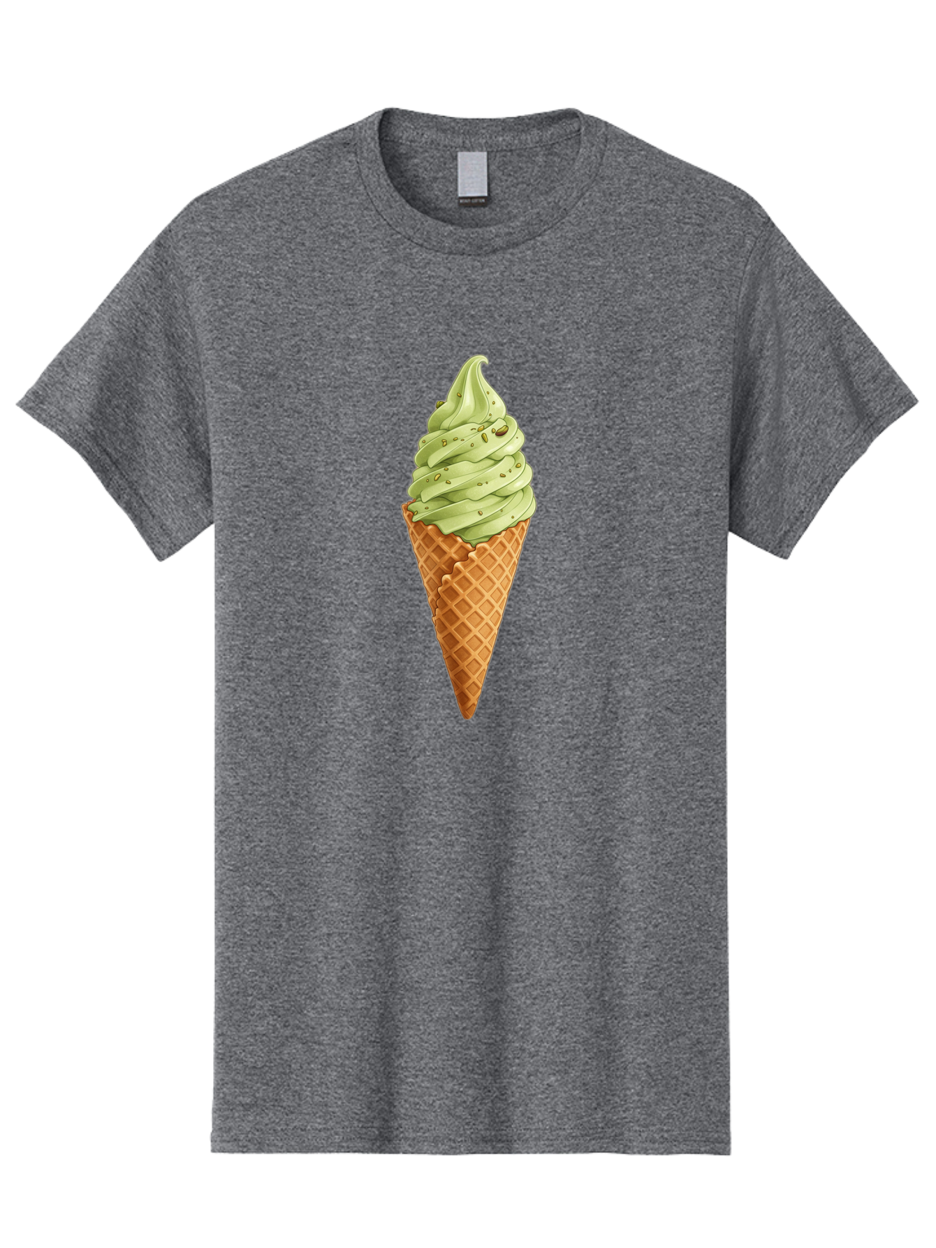 Matcha-Ice-Cream-Cone Men'S Graphic Tee, 100% Cotton, Comfortable Casual Summer Wear, Machine Washable, Matcha Ice Cream, Soft Serve Ice Cream, Waffle Cone, Green Tea Flavor, Sweet Treat, Summer Dessert, Ice Cream Cone, Creamy Texture Baa992