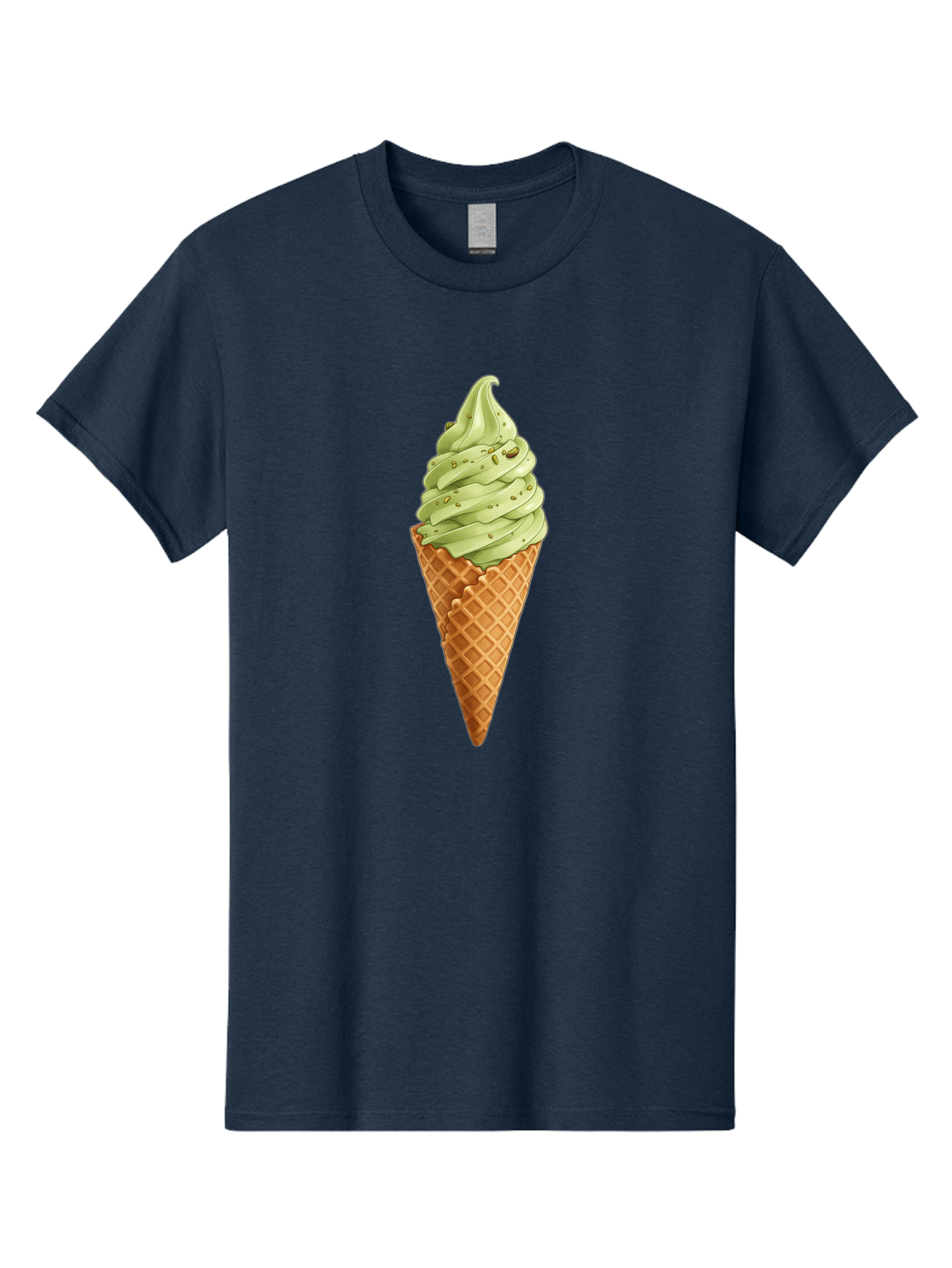 Matcha-Ice-Cream-Cone Men'S Graphic Tee, 100% Cotton, Comfortable Casual Summer Wear, Machine Washable, Matcha Ice Cream, Soft Serve Ice Cream, Waffle Cone, Green Tea Flavor, Sweet Treat, Summer Dessert, Ice Cream Cone, Creamy Texture Baa992