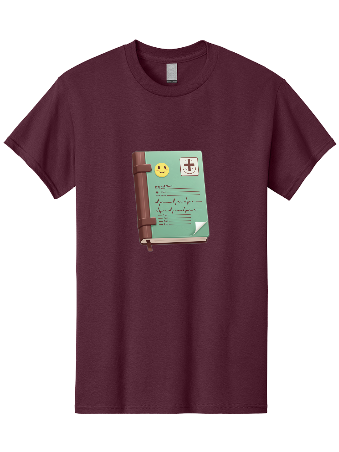 Medical-Chart Men'S Graphic Tee, 100% Cotton, Comfortable Casual Summer Wear, Machine Washable, Medical Chart, Health Record, Medical Journal, Smiley Face, Plus Sign, Heart Rate Monitor, Patient History Baa993