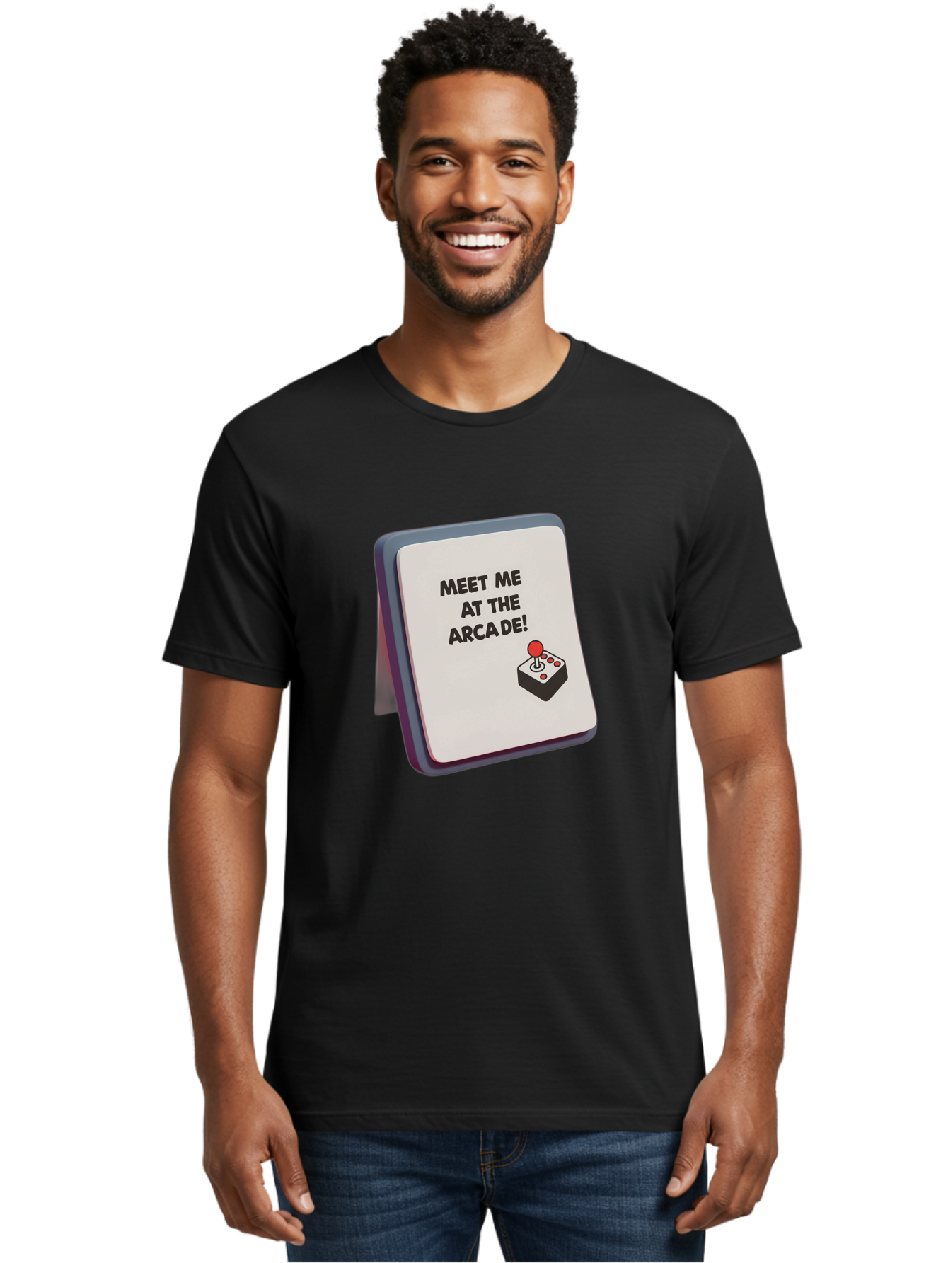 Meet-Me-At-The-Arcade Men'S Graphic Tee, 100% Cotton, Comfortable Casual Summer Wear, Machine Washable, Arcade Invitation, Vintage Video Games, Retro Gaming, Nostalgic Fun, Gaming Culture, Joystick Graphics, Classic Arcade Vibes, Baa998