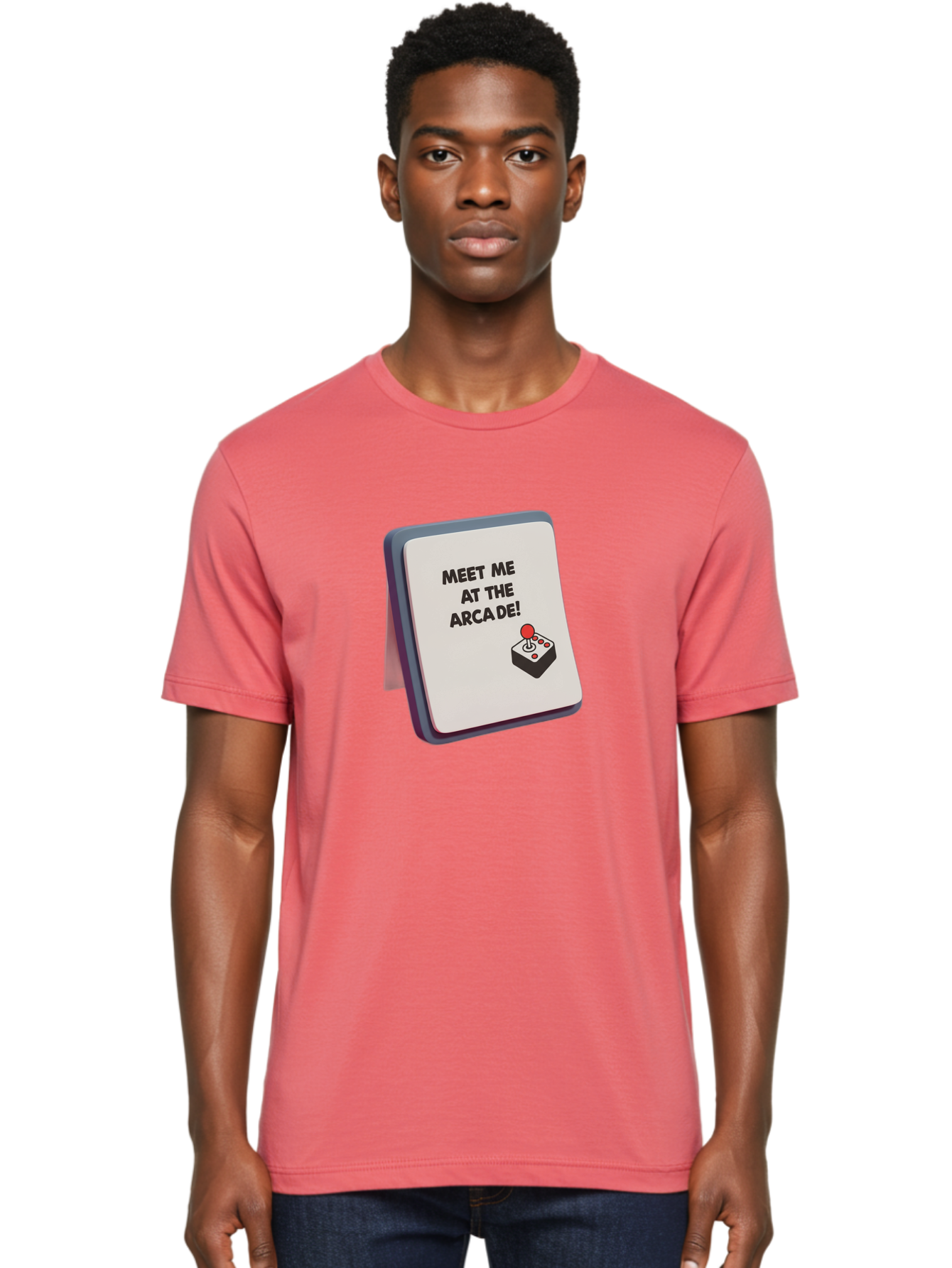 Meet-Me-At-The-Arcade Men'S Graphic Tee, 100% Cotton, Comfortable Casual Summer Wear, Machine Washable, Arcade Invitation, Vintage Video Games, Retro Gaming, Nostalgic Fun, Gaming Culture, Joystick Graphics, Classic Arcade Vibes, Baa998