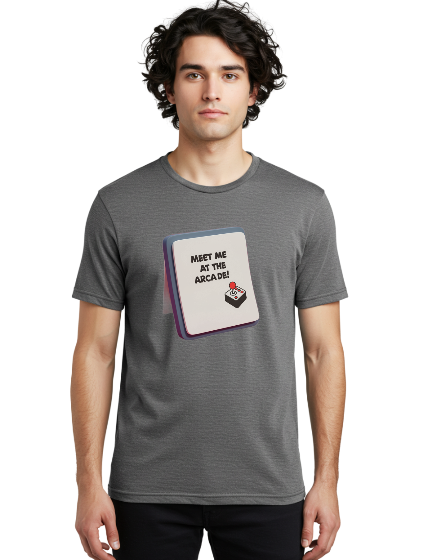 Meet-Me-At-The-Arcade Men'S Graphic Tee, 100% Cotton, Comfortable Casual Summer Wear, Machine Washable, Arcade Invitation, Vintage Video Games, Retro Gaming, Nostalgic Fun, Gaming Culture, Joystick Graphics, Classic Arcade Vibes, Baa998