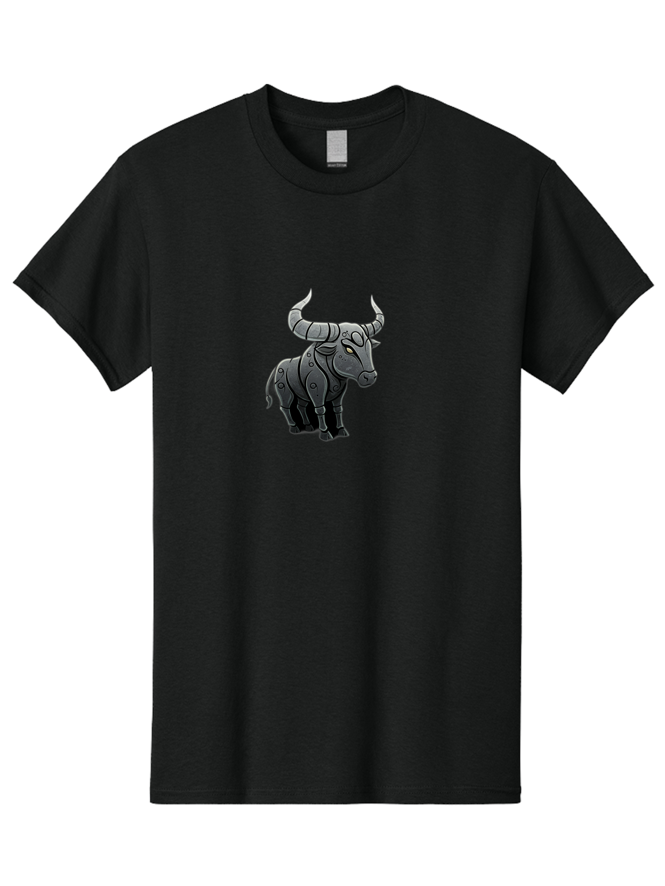 Metal-Bull Men'S Graphic Tee, 100% Cotton, Comfortable Casual Summer Wear, Machine Washable, Robotic Bull, Metallic Body, Mechanical Creature, Artificial Intelligence, Futuristic Design, Sci-Fi Art, Cybernetic Animal, Modern Illustration, Bab001