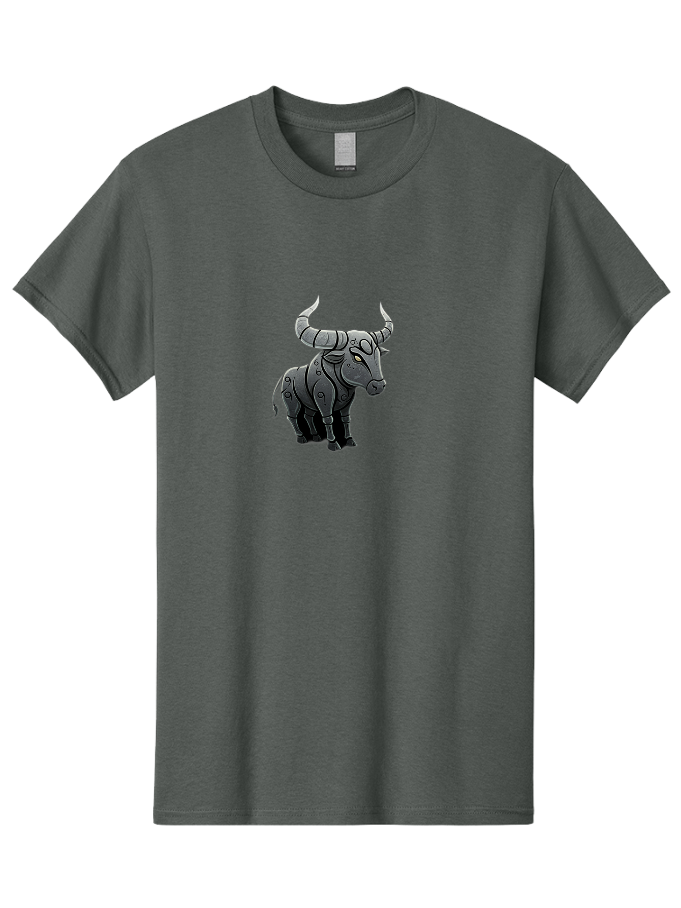 Metal-Bull Men'S Graphic Tee, 100% Cotton, Comfortable Casual Summer Wear, Machine Washable, Robotic Bull, Metallic Body, Mechanical Creature, Artificial Intelligence, Futuristic Design, Sci-Fi Art, Cybernetic Animal, Modern Illustration, Bab001