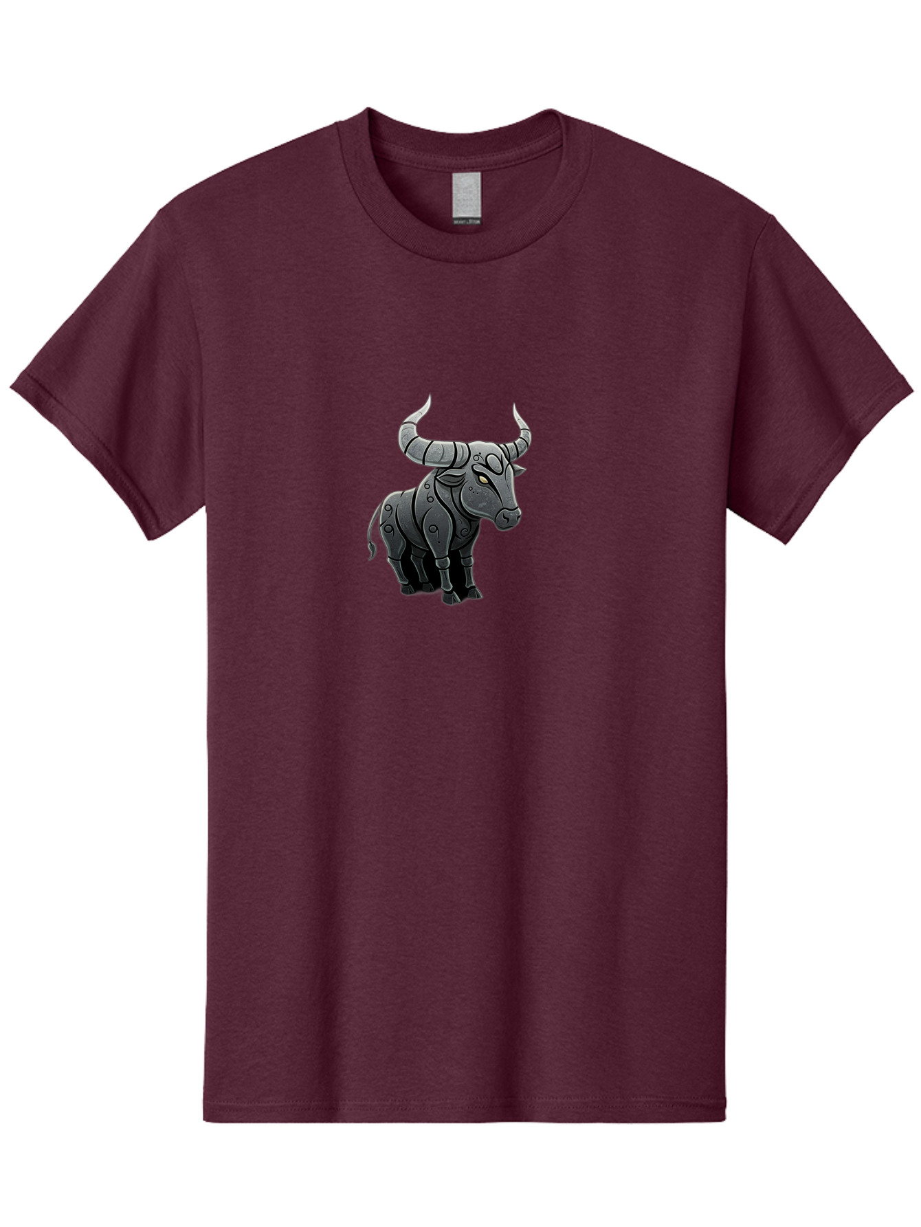 Metal-Bull Men'S Graphic Tee, 100% Cotton, Comfortable Casual Summer Wear, Machine Washable, Robotic Bull, Metallic Body, Mechanical Creature, Artificial Intelligence, Futuristic Design, Sci-Fi Art, Cybernetic Animal, Modern Illustration, Bab001