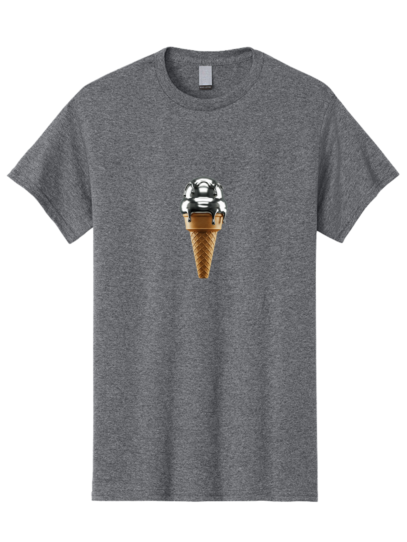 Metallic-Ice-Cream-Cone Men'S Graphic Tee, 100% Cotton, Comfortable Casual Summer Wear, Machine Washable, Metallic Ice Cream, Chocolate Sauce Dripping, Waffle Cone, Sweet Treat, Dessert, Cool Indulgence, Frozen Delight, Tasty Pleasure, Bab004