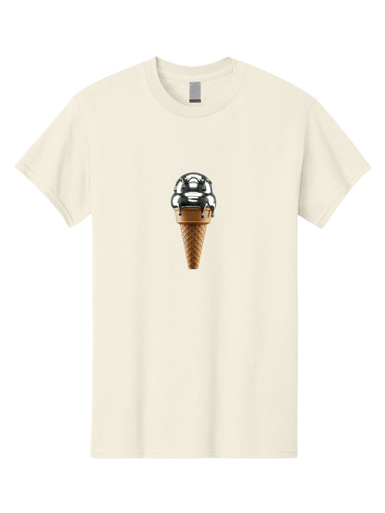 Metallic-Ice-Cream-Cone Men'S Graphic Tee, 100% Cotton, Comfortable Casual Summer Wear, Machine Washable, Metallic Ice Cream, Chocolate Sauce Dripping, Waffle Cone, Sweet Treat, Dessert, Cool Indulgence, Frozen Delight, Tasty Pleasure, Bab004