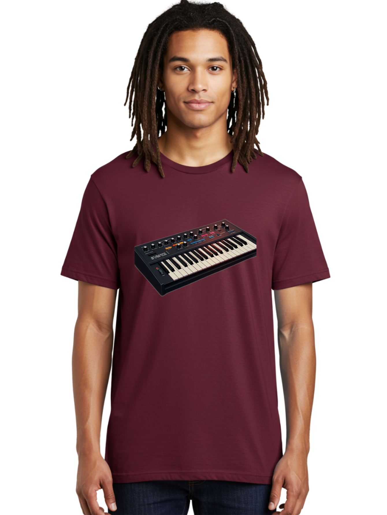 Minimoog-Synthesizer Men'S Graphic Tee, 100% Cotton, Comfortable Casual Summer Wear, Machine Washable, Minimoog Synthesizer, Vintage Keyboard, Analog Sound, Music Production, Electronic Music, Sound Design, Music Equipment, Bab011