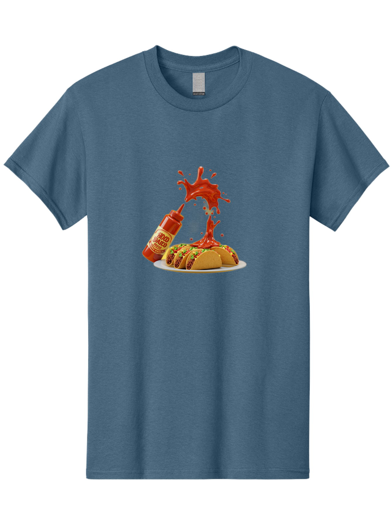 Mojo-Salsa Men'S Graphic Tee, 100% Cotton, Comfortable Casual Summer Wear, Machine Washable, Mad Dog Inferno Sauce, Hot Sauce, Spicy Food, Tacos, Taco Tuesday, Mexican Cuisine, Condiment, Red Sauce, Bold Flavor, Saucy Splatter, Foodie Bab015
