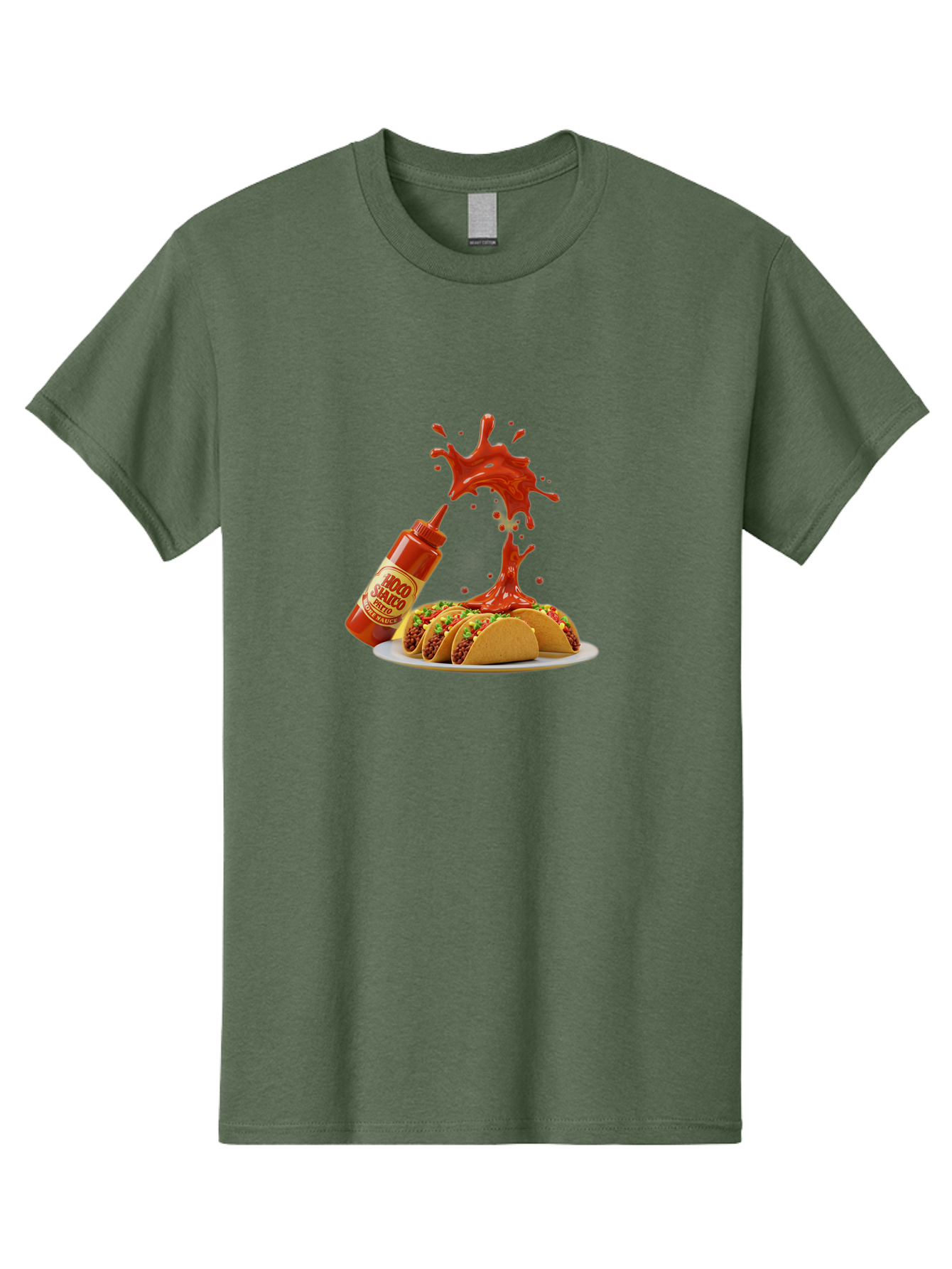 Mojo-Salsa Men'S Graphic Tee, 100% Cotton, Comfortable Casual Summer Wear, Machine Washable, Mad Dog Inferno Sauce, Hot Sauce, Spicy Food, Tacos, Taco Tuesday, Mexican Cuisine, Condiment, Red Sauce, Bold Flavor, Saucy Splatter, Foodie Bab015