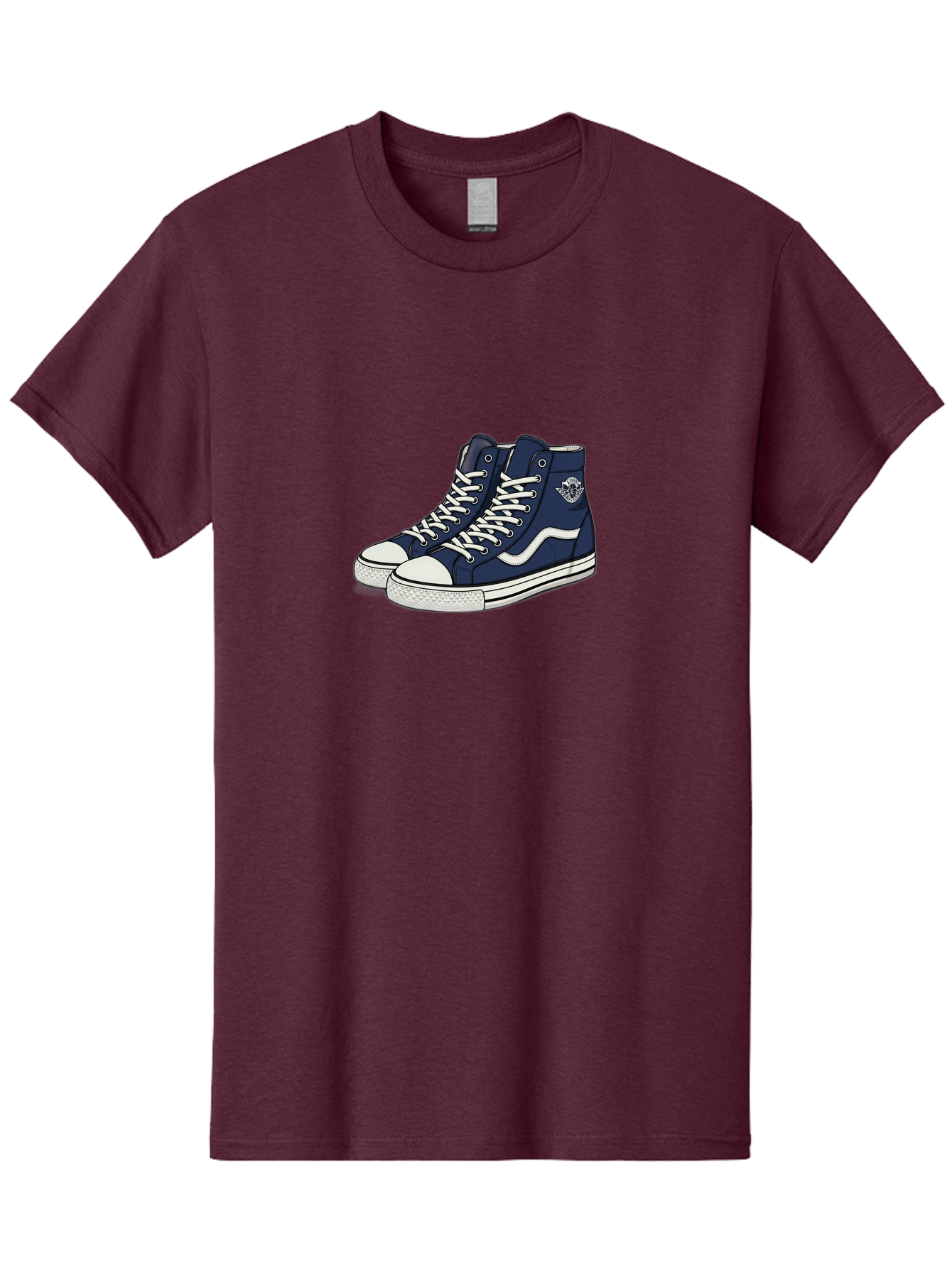 Navy-Blue-High-Top-Sneakers Men'S Graphic Tee, 100% Cotton, Comfortable Casual Summer Wear, Machine Washable, Navy Blue Sneakers, High-Top Shoes, White Laces, White Soles, Athletic Footwear, Casual Wear, Sports Shoes, Comfortable Shoes, Bab027