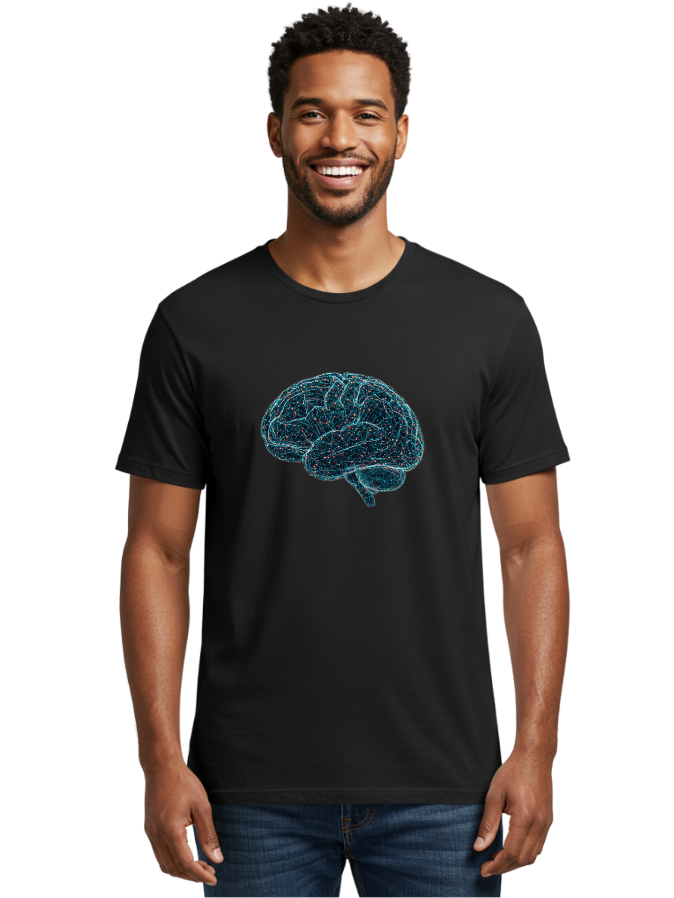 Network-Brain Men'S Graphic Tee, 100% Cotton, Comfortable Casual Summer Wear, Machine Washable, Human Brain, Neurological Connections, Complex Neural Networks, Futuristic Illustration, Science Fiction, Cognitive Function, Brain Activity, Bab031
