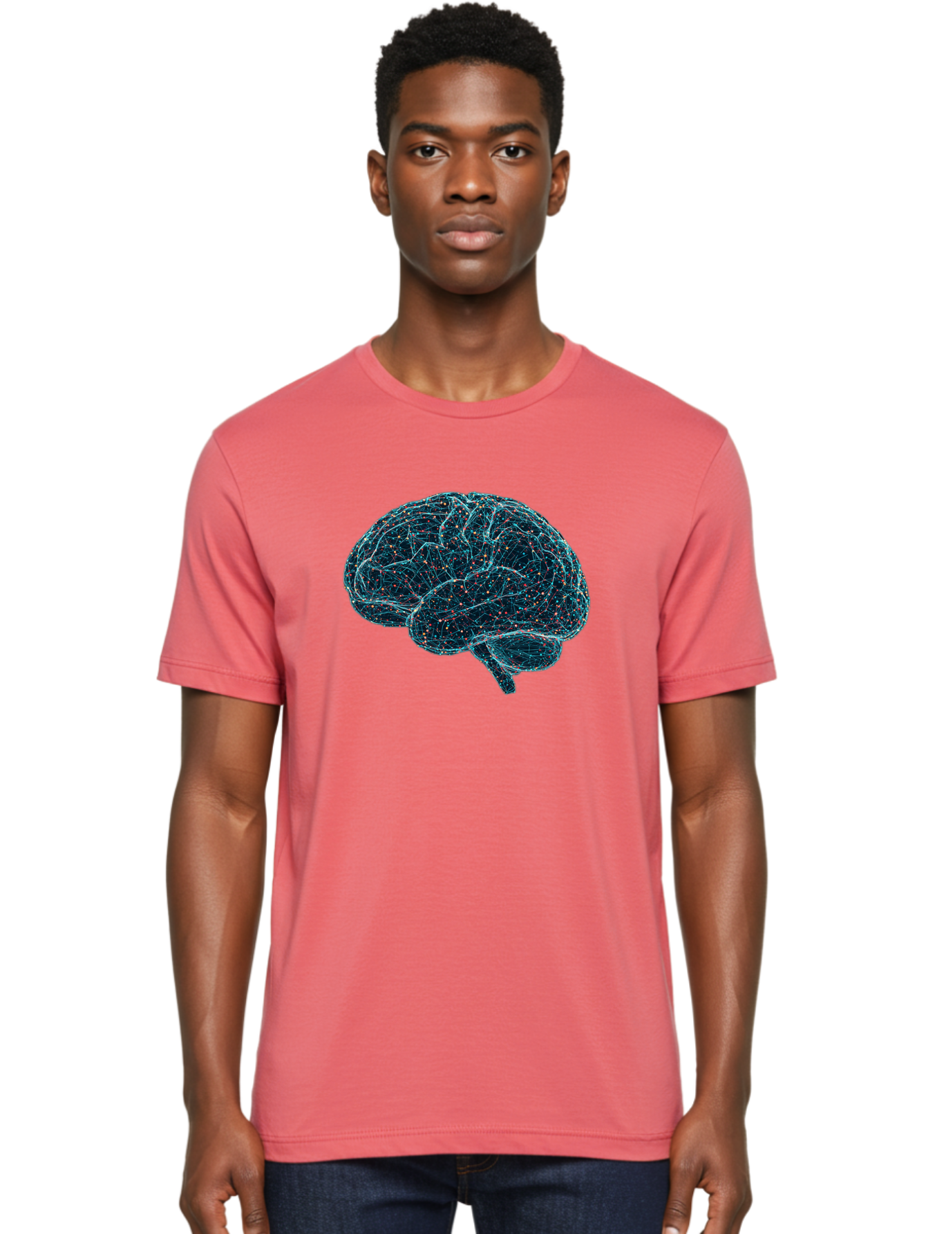 Network-Brain Men'S Graphic Tee, 100% Cotton, Comfortable Casual Summer Wear, Machine Washable, Human Brain, Neurological Connections, Complex Neural Networks, Futuristic Illustration, Science Fiction, Cognitive Function, Brain Activity, Bab031