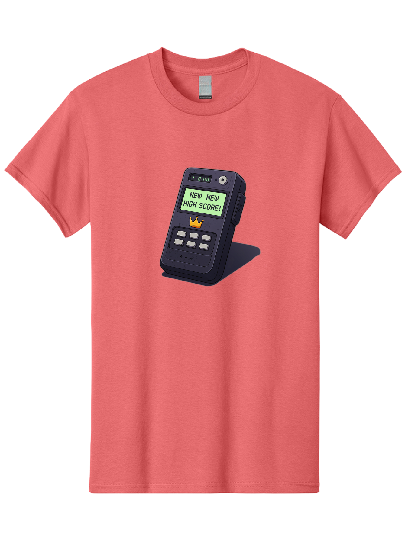 New-New-High-Score Men'S Graphic Tee, 100% Cotton, Comfortable Casual Summer Wear, Machine Washable, Retro Game Console, Vintage Video Game, High Score Alert, Nostalgic Gaming, Classic Arcade, Pixel Art, Electronic Device, Retro Technology, Bab032