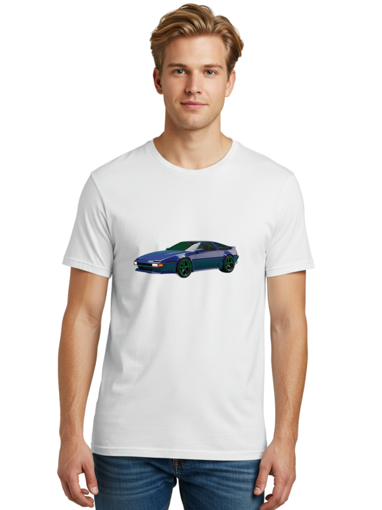 Nissan-240Sx-Coupe Men'S Graphic Tee, 100% Cotton, Comfortable Casual Summer Wear, Machine Washable, Blue Sports Car, Nissan 240Sx, Sleek Design, Sports Coupe, High-Performance Vehicle, Automotive Art, Digital Illustration, Futuristic Styling, Bab034