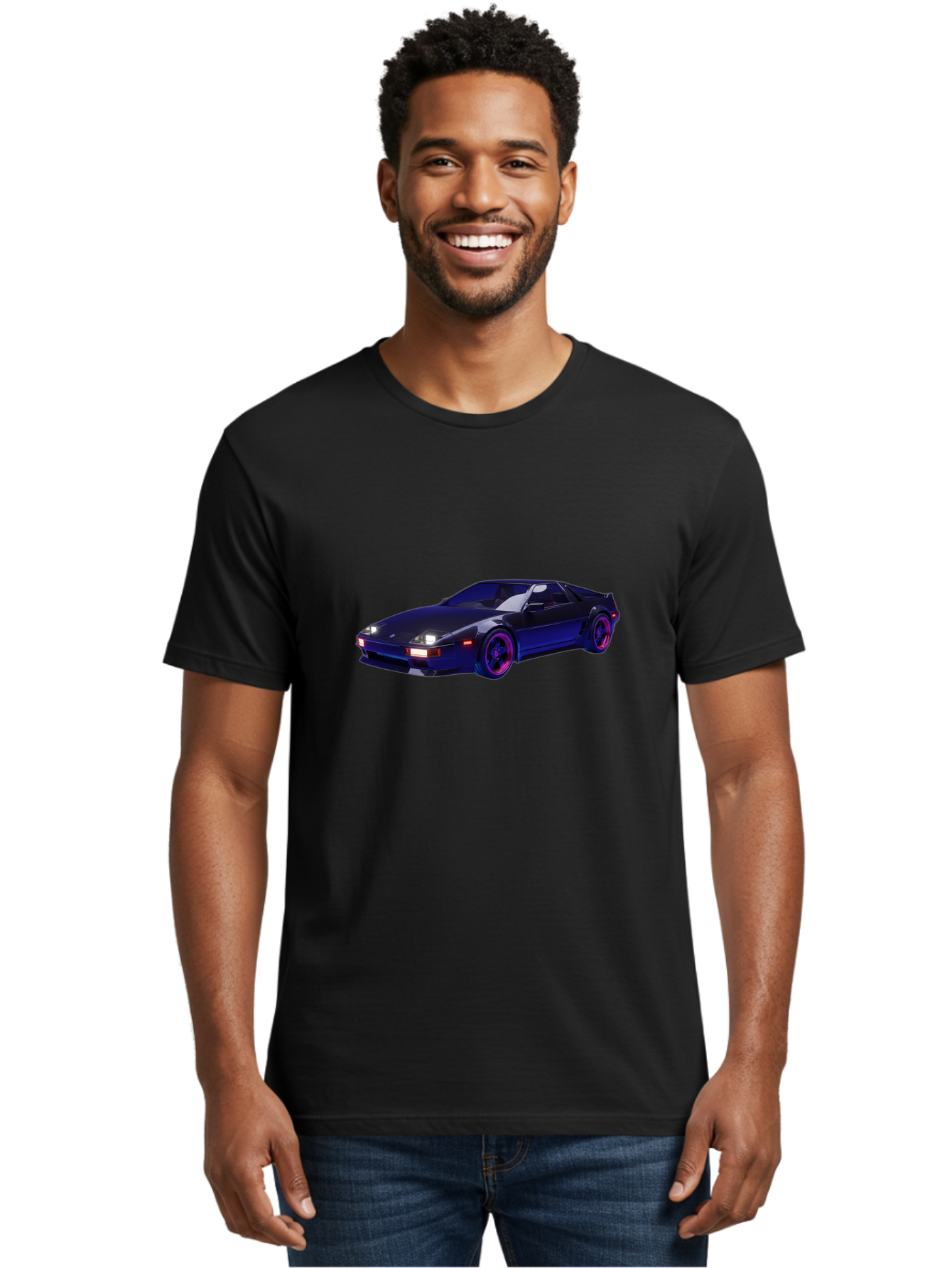 Nissan-240Sx Men'S Graphic Tee, 100% Cotton, Comfortable Casual Summer Wear, Machine Washable, Nissan 240Sx, Sports Car, Sleek Design, High-Performance Vehicle, Neon Lights, Futuristic Style, Purple Accents, Dynamic Graphics Bab035