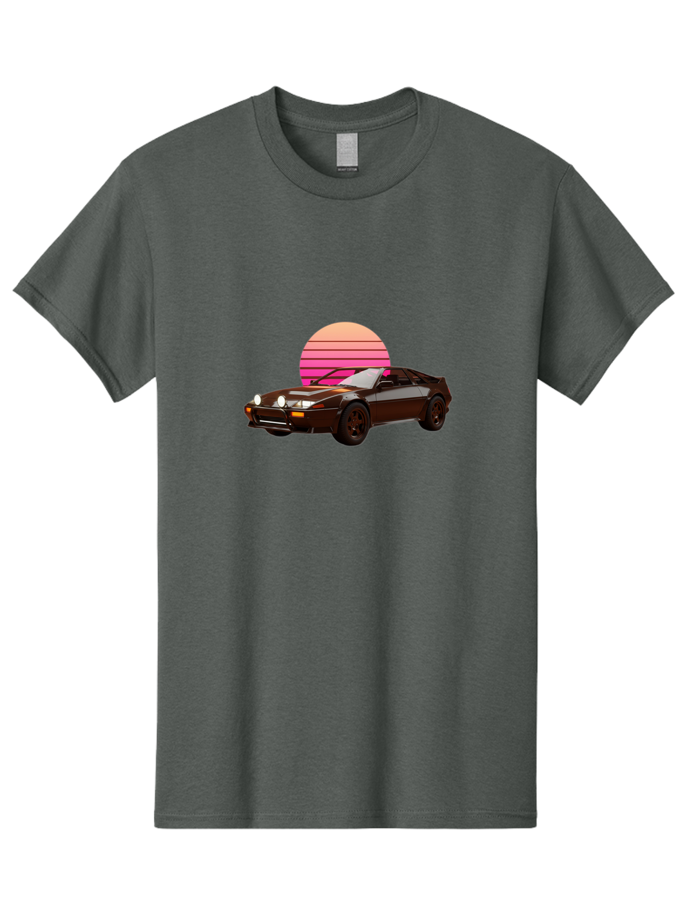Nissan-240Z Men'S Graphic Tee, 100% Cotton, Comfortable Casual Summer Wear, Machine Washable, Vintage Sports Car, Retro Style, Dusk Scene, Gradient Sunset, Nostalgic Feel, Classic Automobile, Vintage Vibes, Iconic Design, Automotive Art, Bab036
