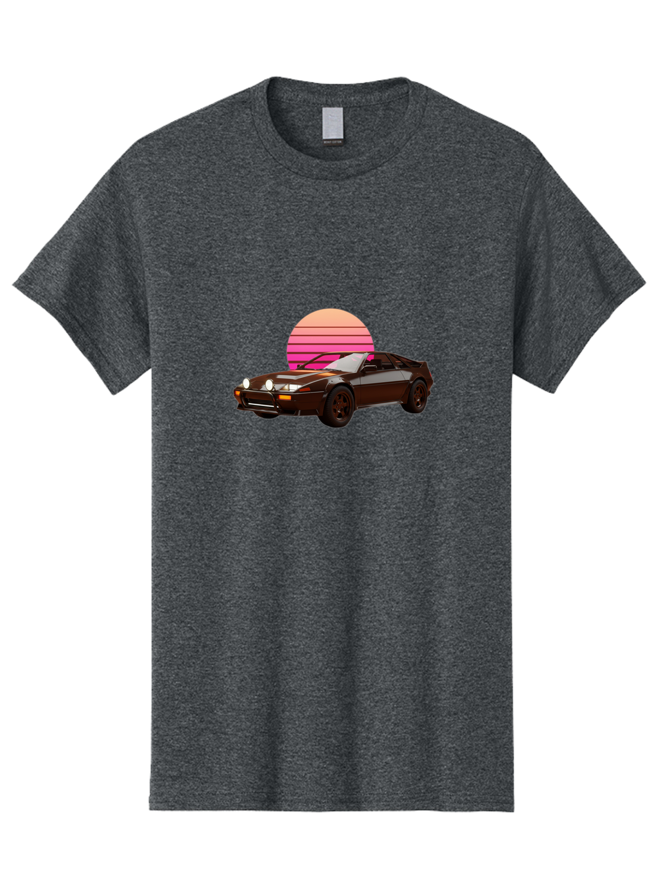 Nissan-240Z Men'S Graphic Tee, 100% Cotton, Comfortable Casual Summer Wear, Machine Washable, Vintage Sports Car, Retro Style, Dusk Scene, Gradient Sunset, Nostalgic Feel, Classic Automobile, Vintage Vibes, Iconic Design, Automotive Art, Bab036