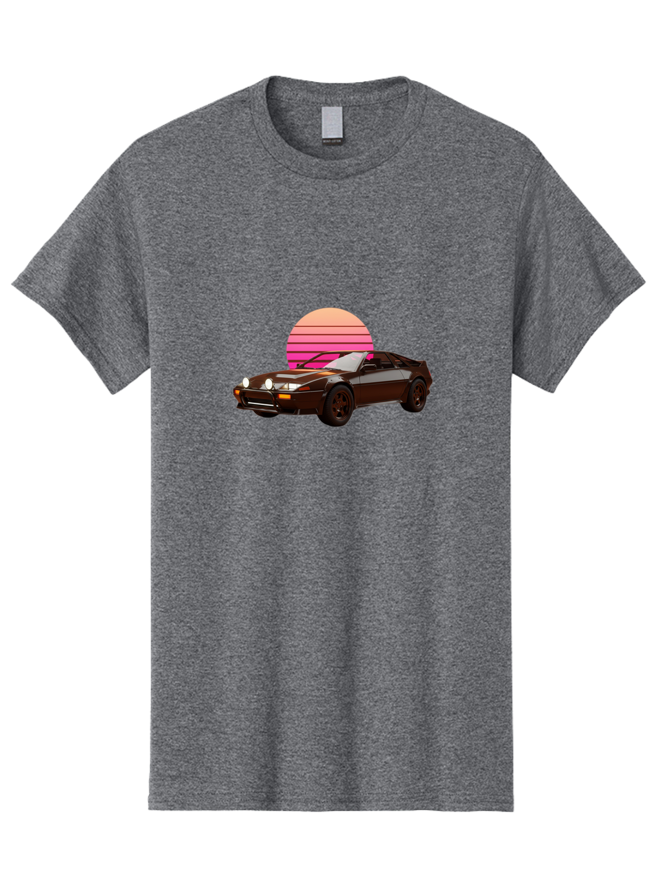 Nissan-240Z Men'S Graphic Tee, 100% Cotton, Comfortable Casual Summer Wear, Machine Washable, Vintage Sports Car, Retro Style, Dusk Scene, Gradient Sunset, Nostalgic Feel, Classic Automobile, Vintage Vibes, Iconic Design, Automotive Art, Bab036