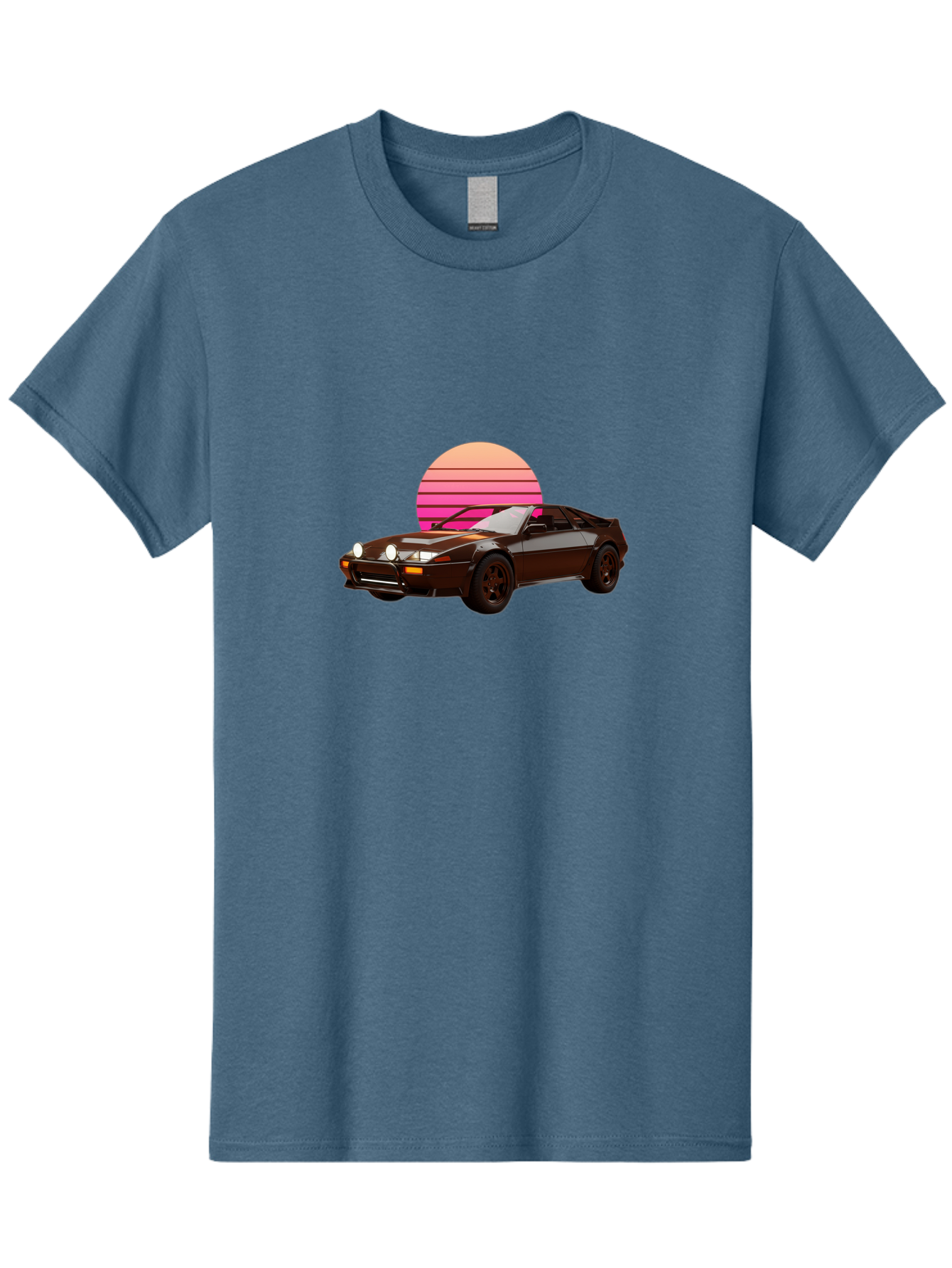 Nissan-240Z Men'S Graphic Tee, 100% Cotton, Comfortable Casual Summer Wear, Machine Washable, Vintage Sports Car, Retro Style, Dusk Scene, Gradient Sunset, Nostalgic Feel, Classic Automobile, Vintage Vibes, Iconic Design, Automotive Art, Bab036