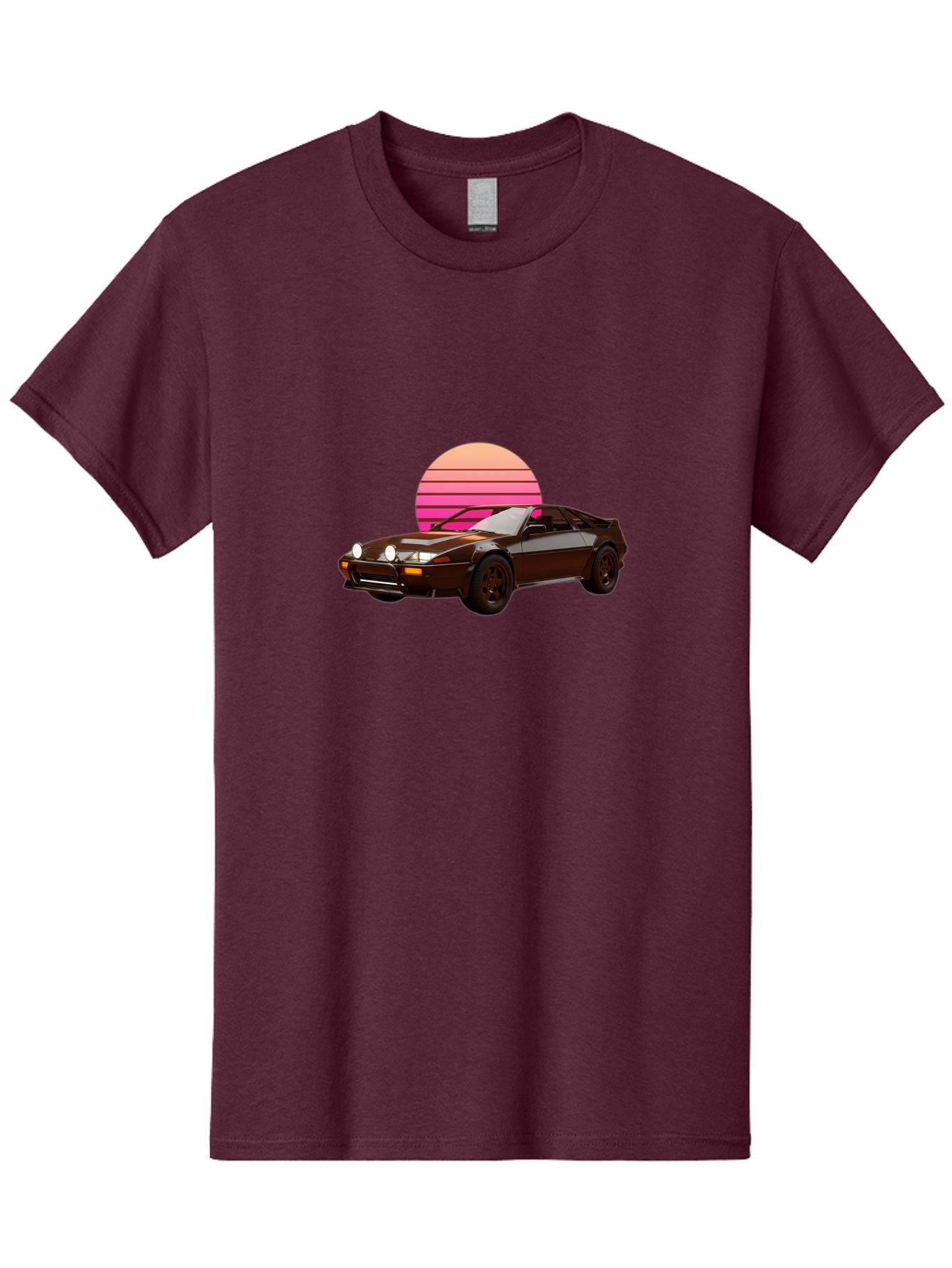 Nissan-240Z Men'S Graphic Tee, 100% Cotton, Comfortable Casual Summer Wear, Machine Washable, Vintage Sports Car, Retro Style, Dusk Scene, Gradient Sunset, Nostalgic Feel, Classic Automobile, Vintage Vibes, Iconic Design, Automotive Art, Bab036
